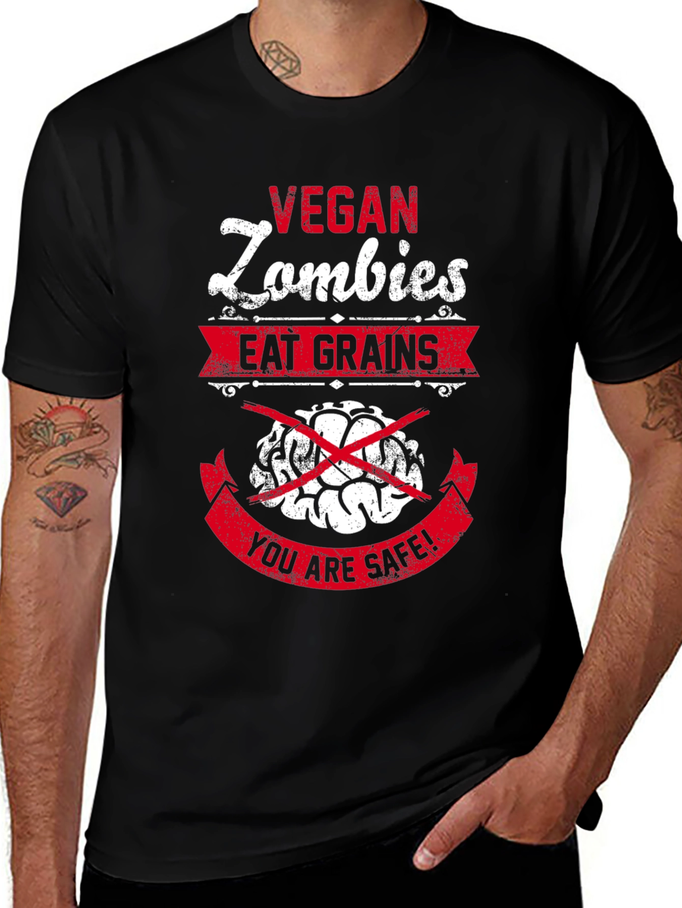 Vegan Zombie T-Shirt - Brains Beware!