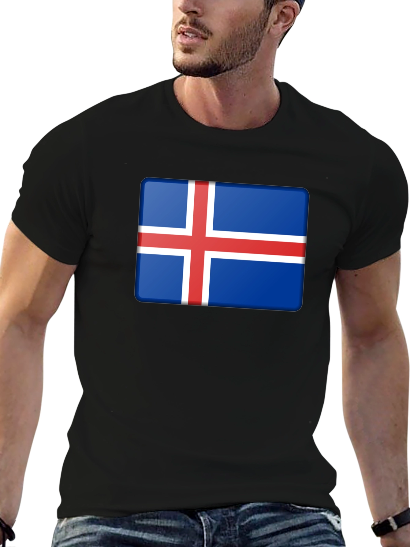 Iceland Flag Graphic Tee - Black