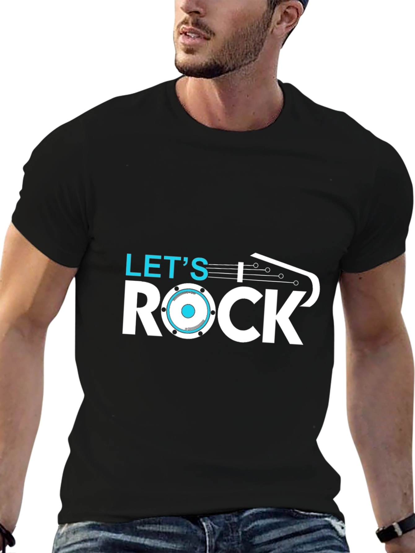 Lets Rock T-Shirt - Black Cotton Graphic Tee