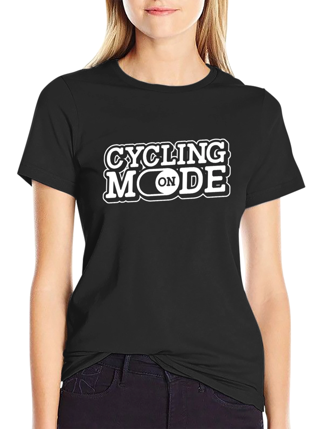 Cycling Mode On Black T-Shirt