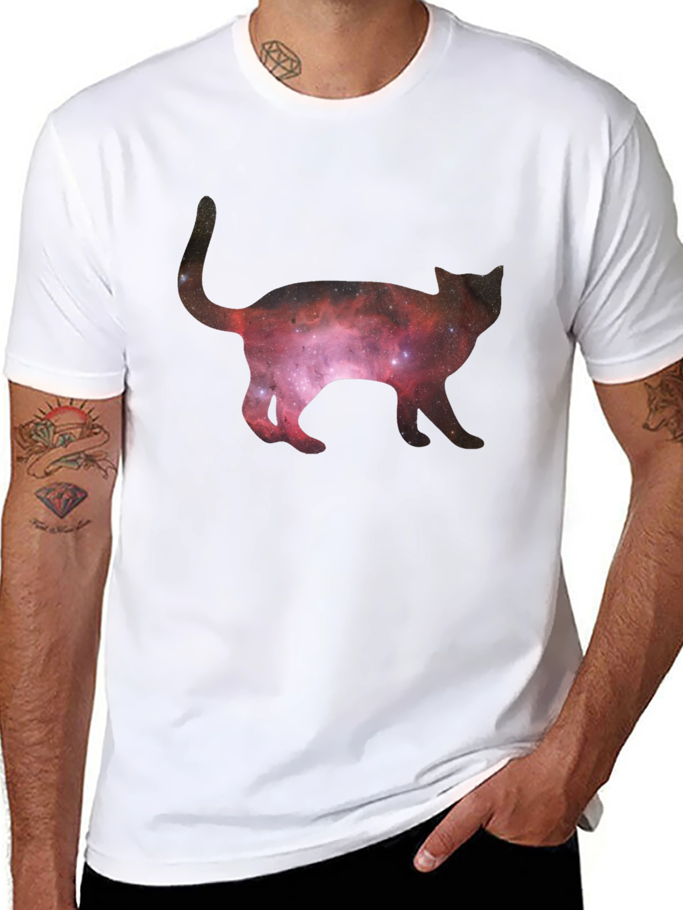 Galaxy Cat Black T-Shirt