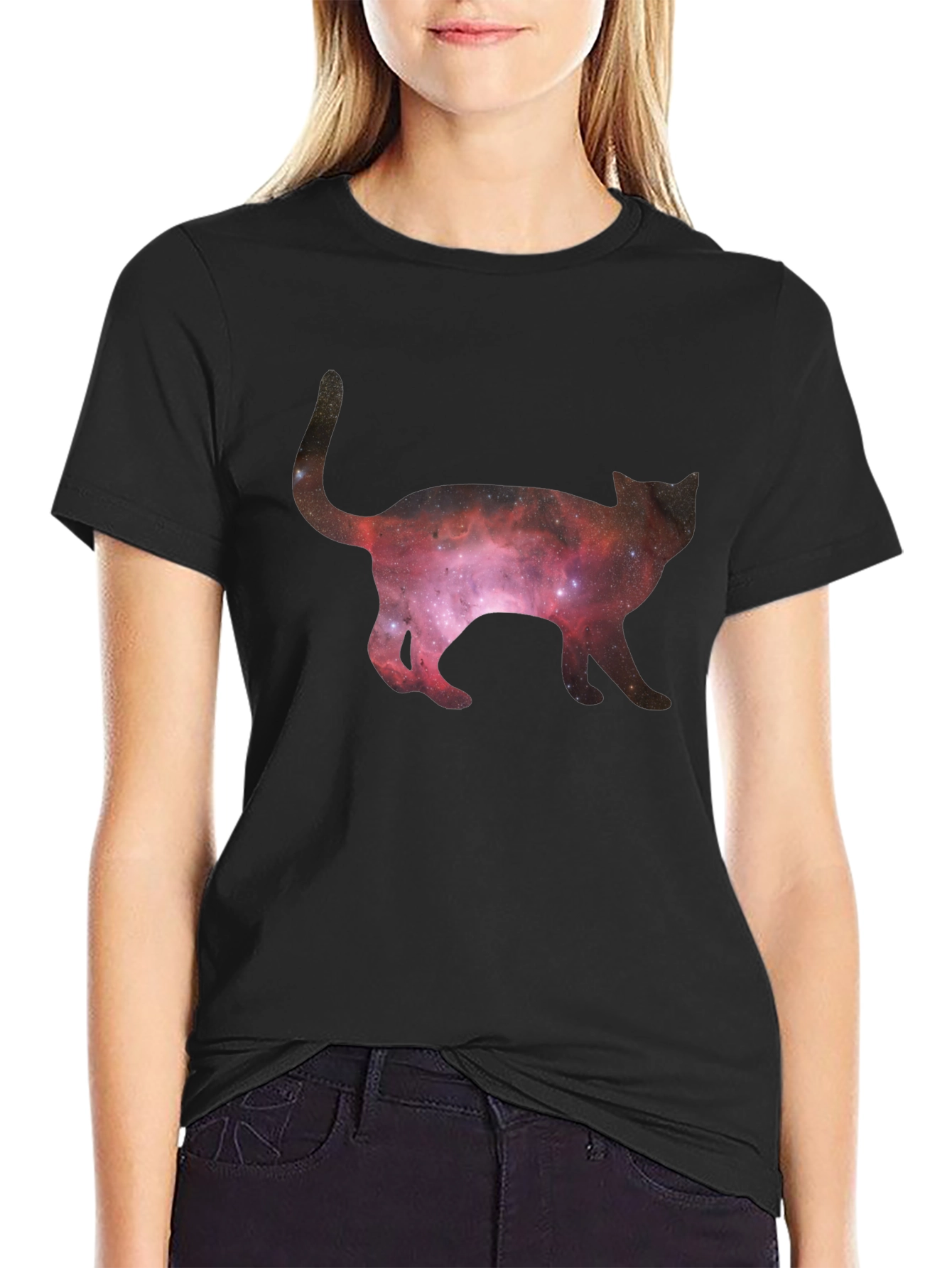 Galaxy Cat Black T-Shirt