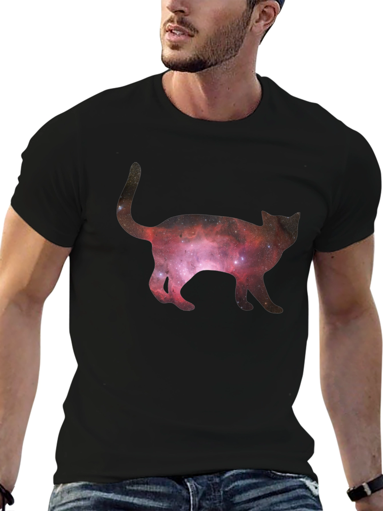 Galaxy Cat Black T-Shirt