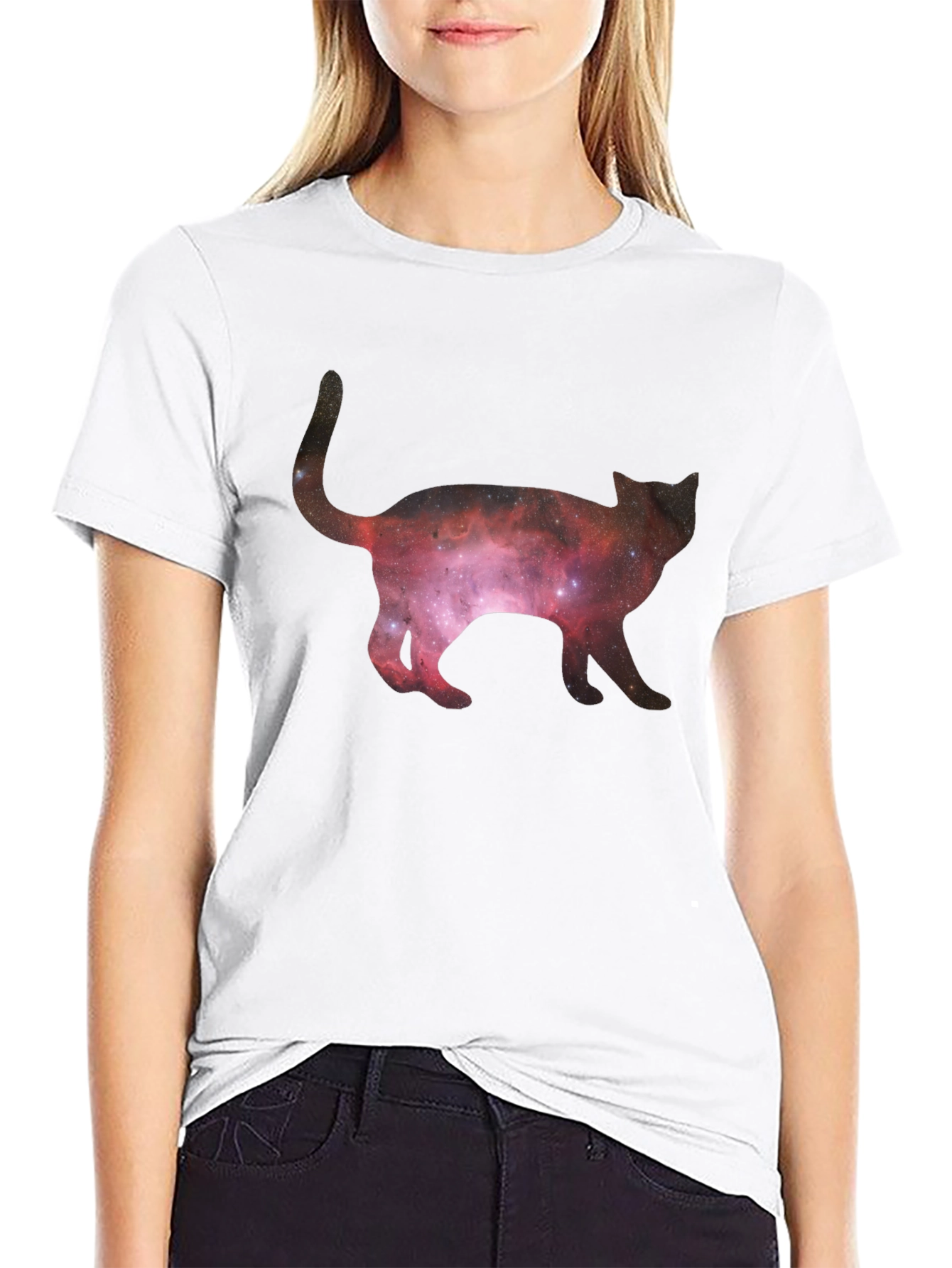 Galaxy Cat Black T-Shirt
