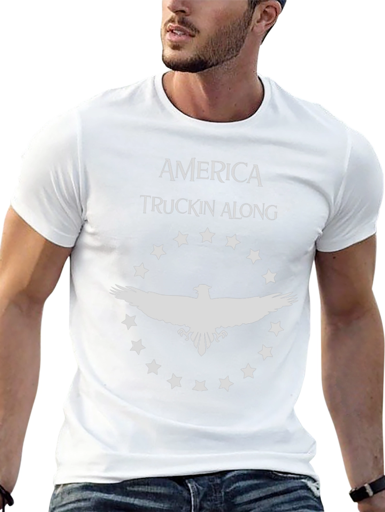 America Truckin Along Eagle Graphic Tee