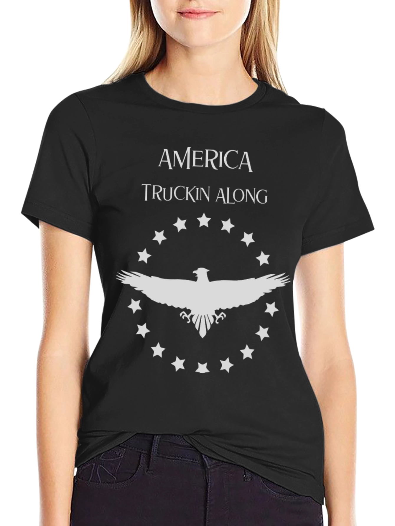 America Truckin Along Eagle Graphic Tee