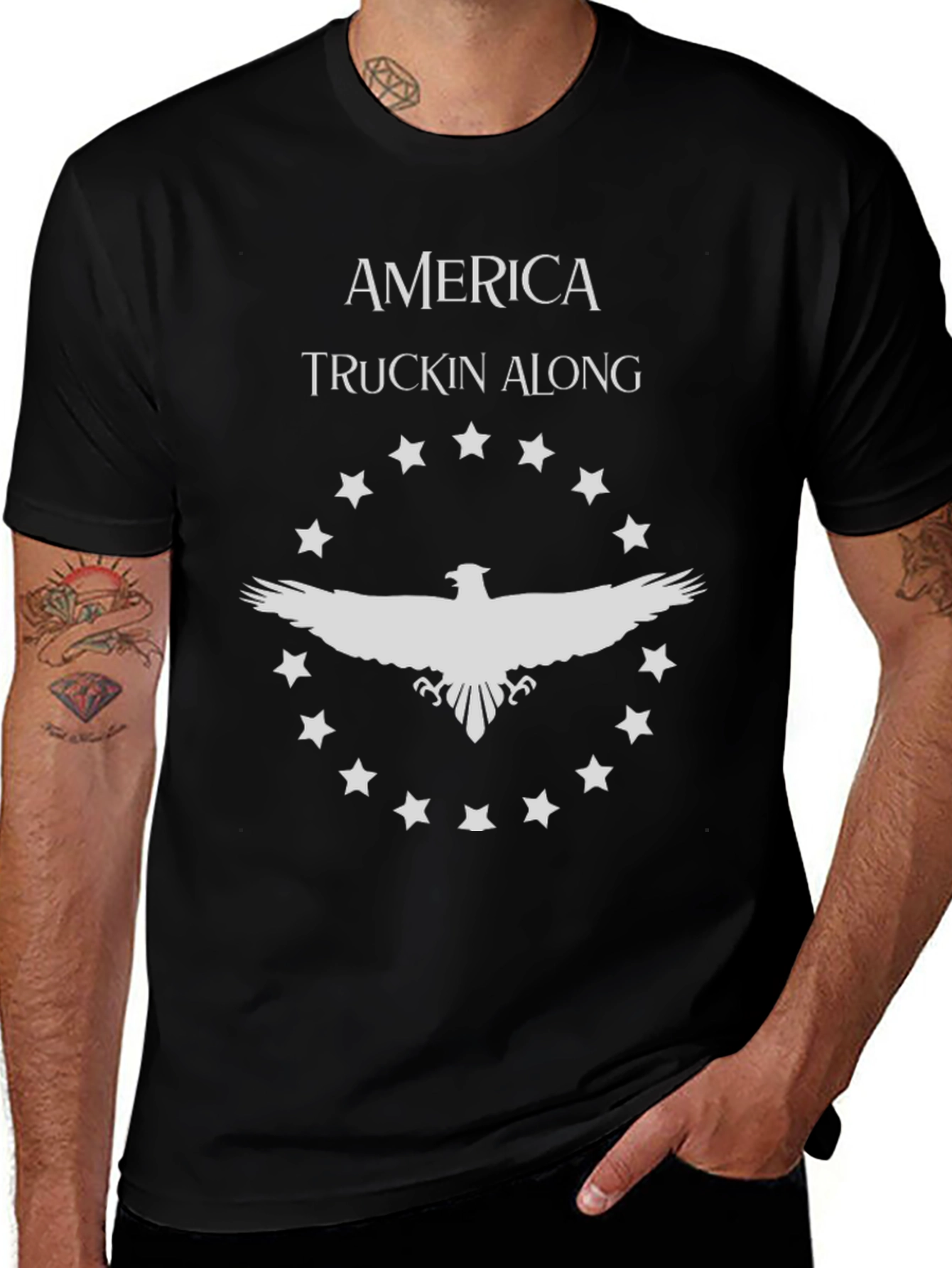 America Truckin Along Eagle Graphic Tee