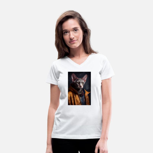 Cornish Rex Cat Breed Portrai wears a leather jack