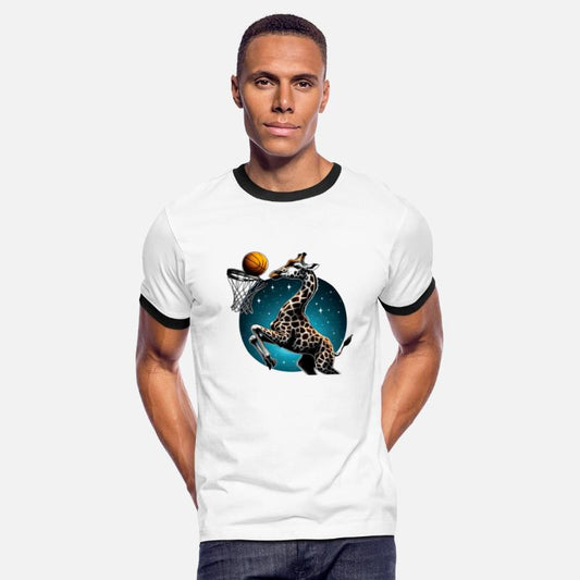 Cosmic Giraffe Slam Dunk - Galactic Basketball Art
