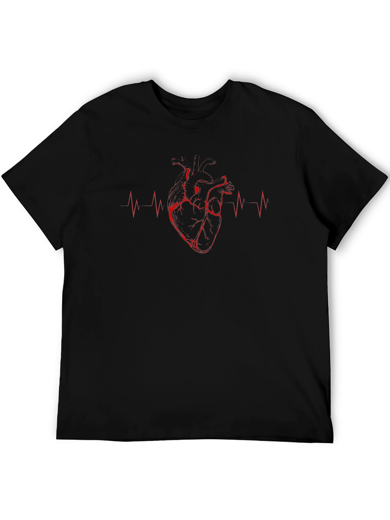 Anatomical Heartbeat Graphic T-Shirt - Black