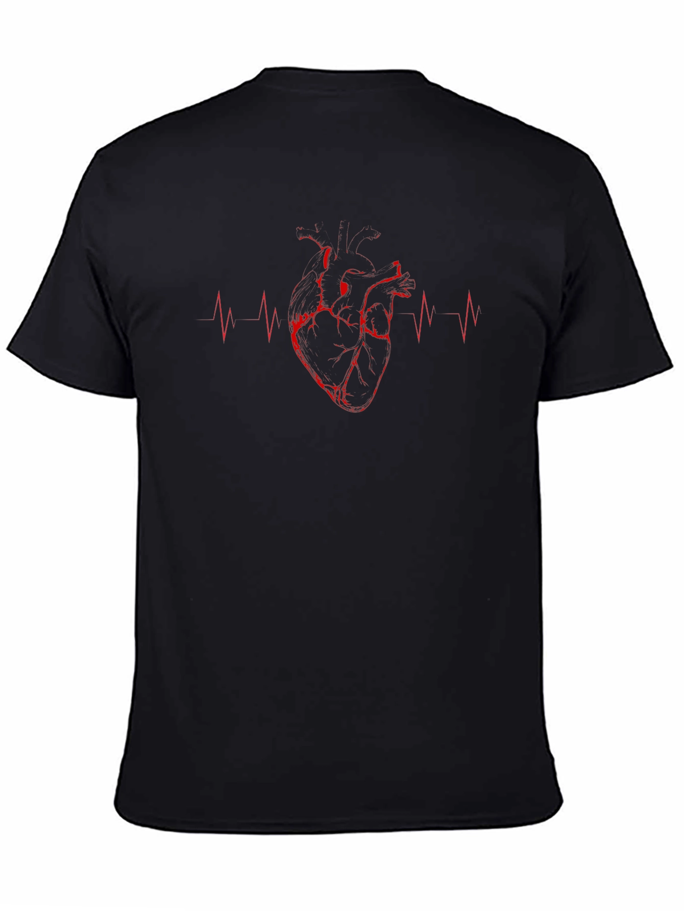 Anatomical Heartbeat Graphic T-Shirt - Black
