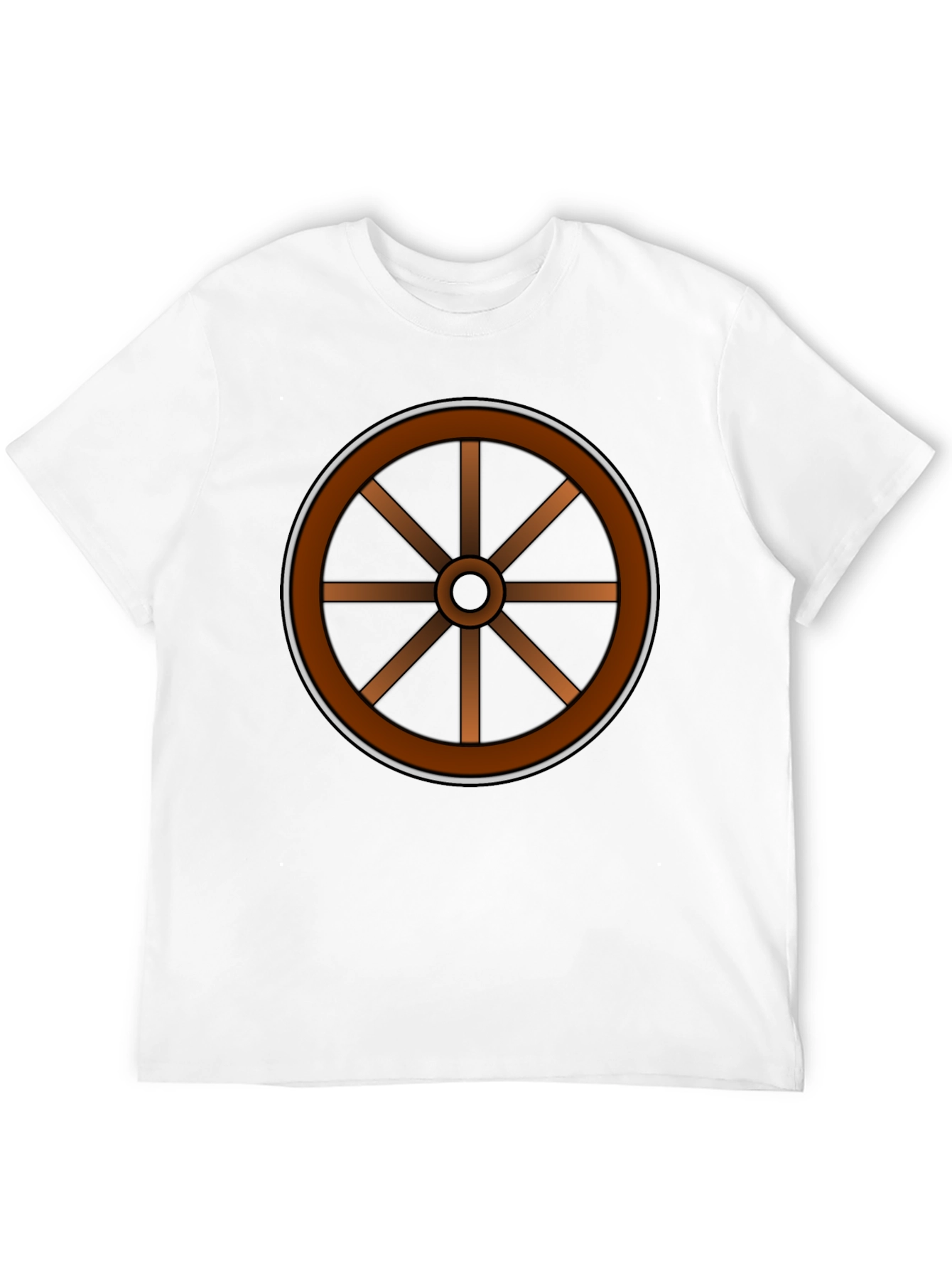 Rustic Wheel Graphic Tee - Black Cotton T-Shirt