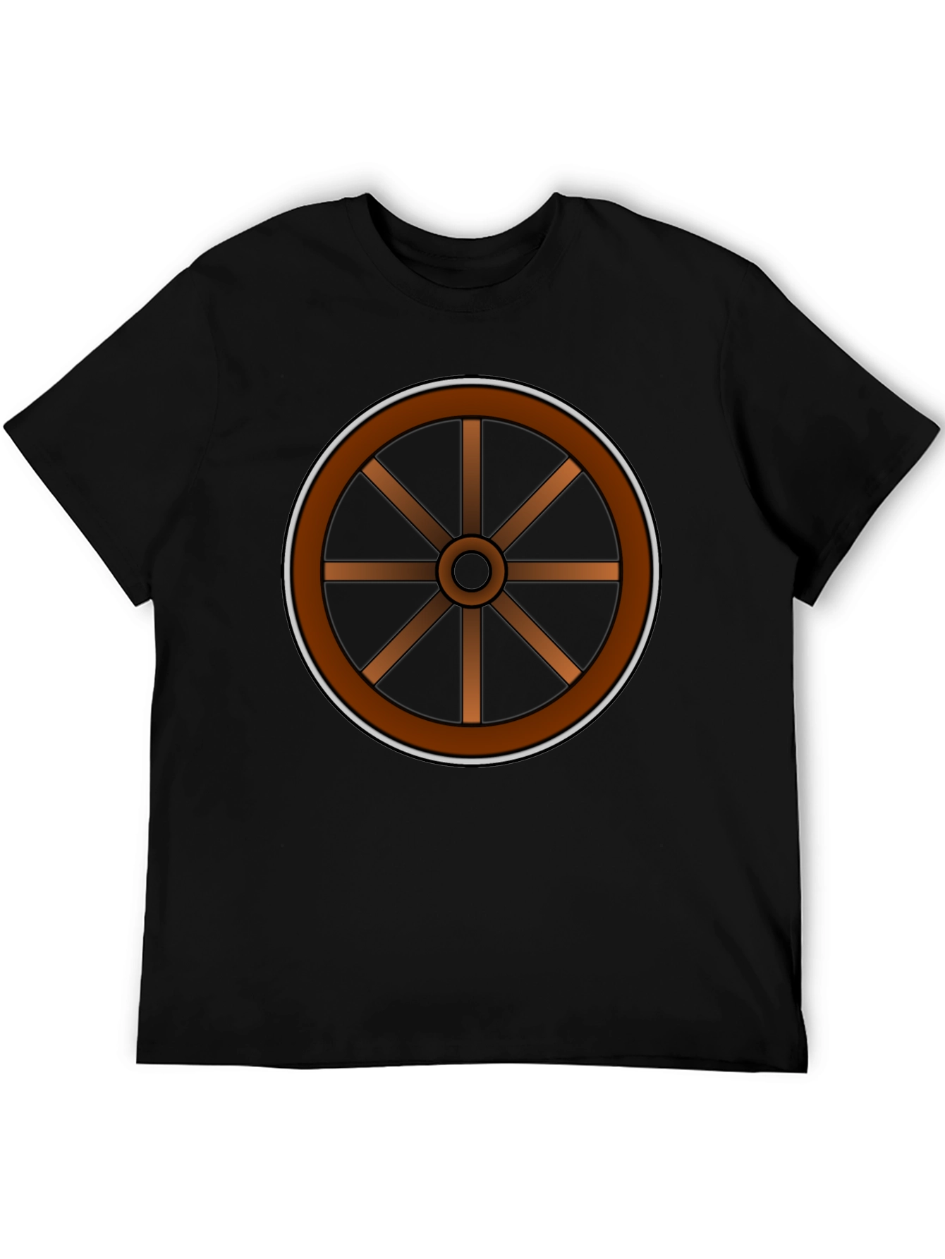 Rustic Wheel Graphic Tee - Black Cotton T-Shirt