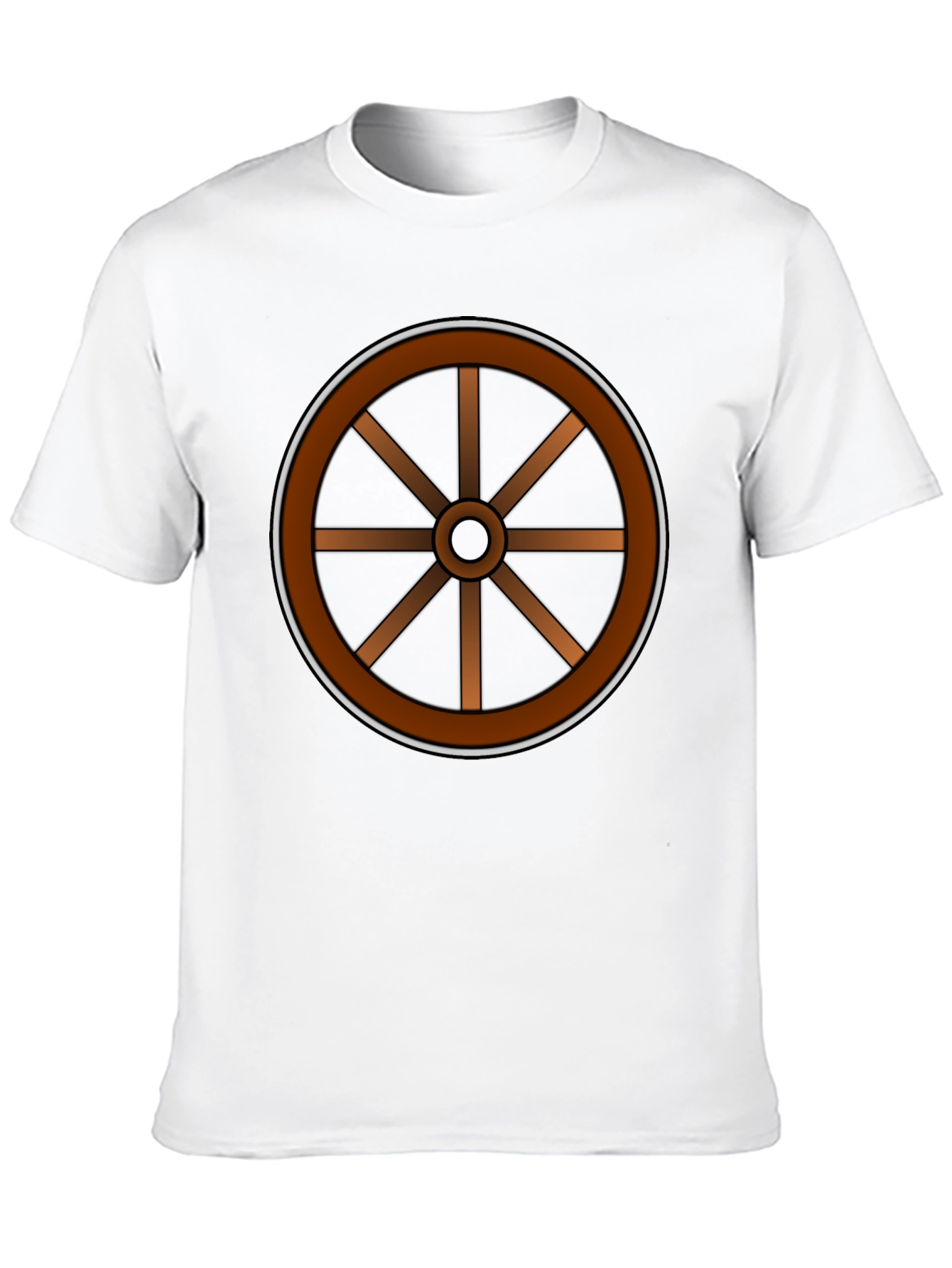 Rustic Wheel Graphic Tee - Black Cotton T-Shirt