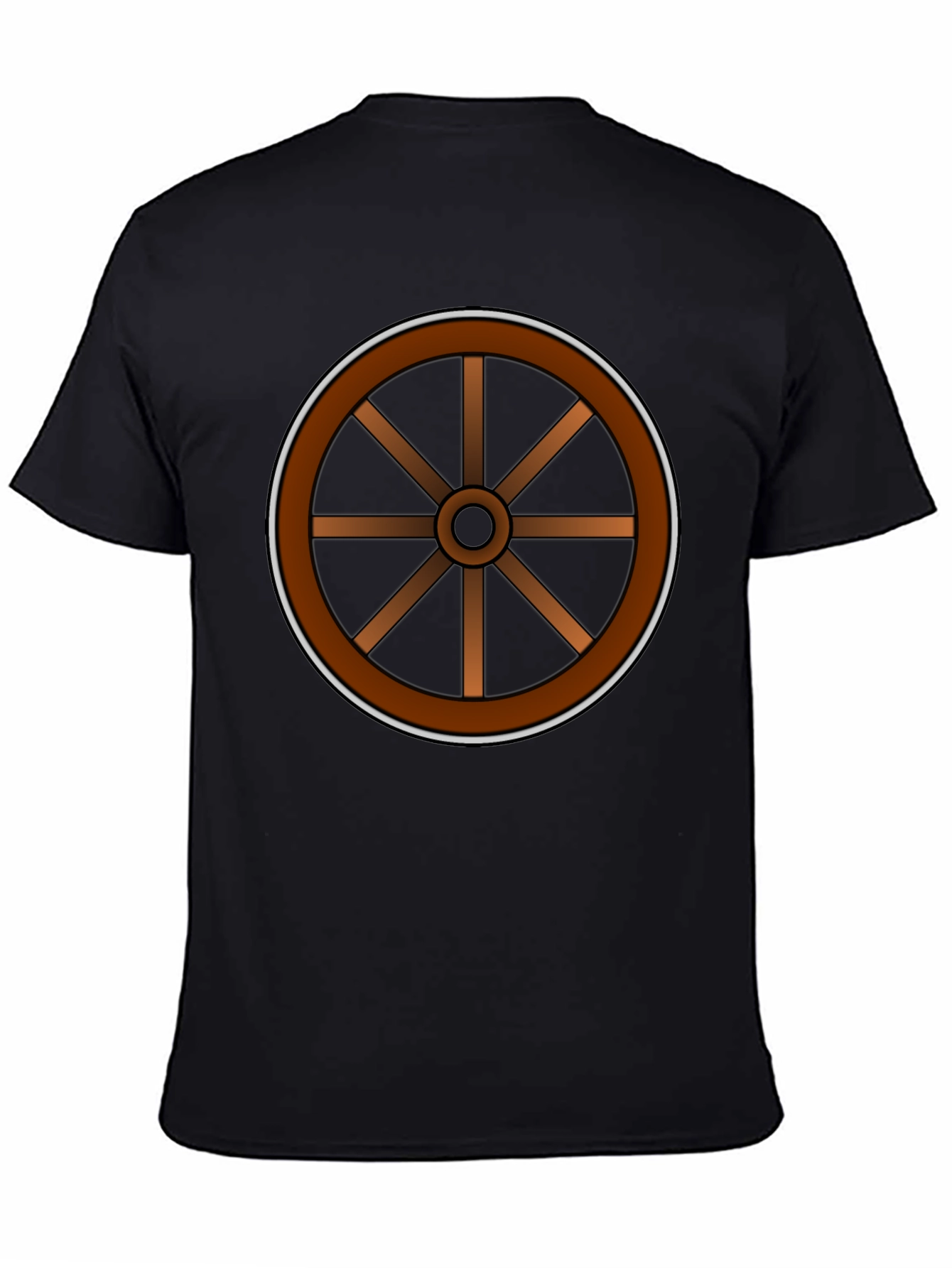 Rustic Wheel Graphic Tee - Black Cotton T-Shirt