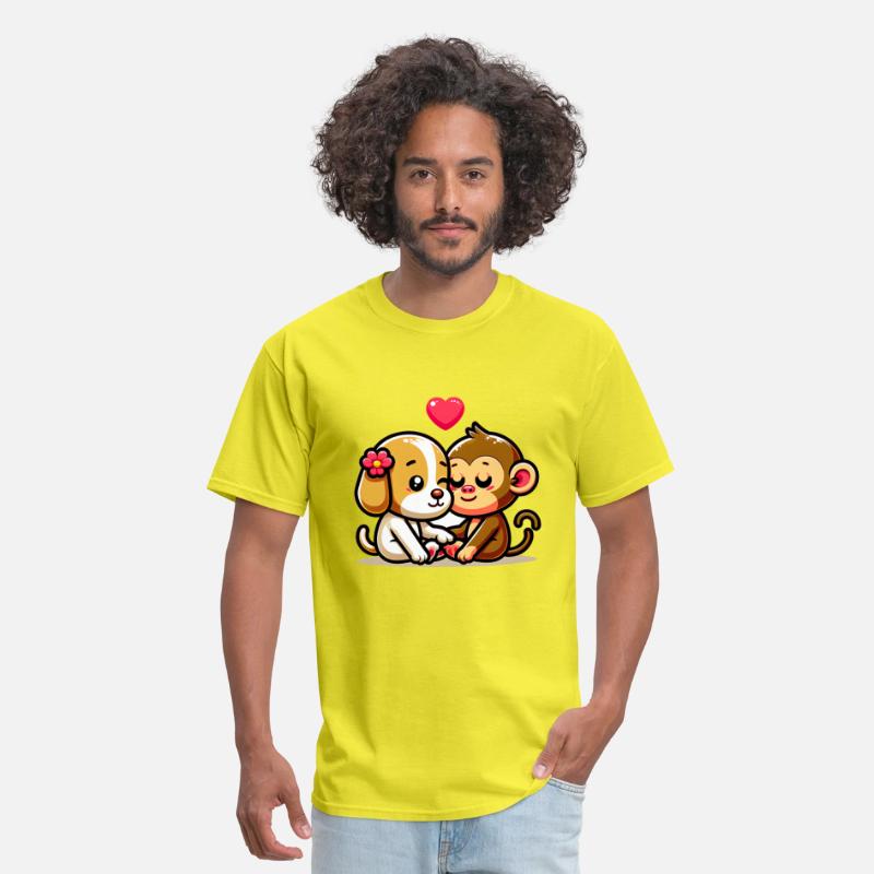 Cuddling Dog And Monkey In Love