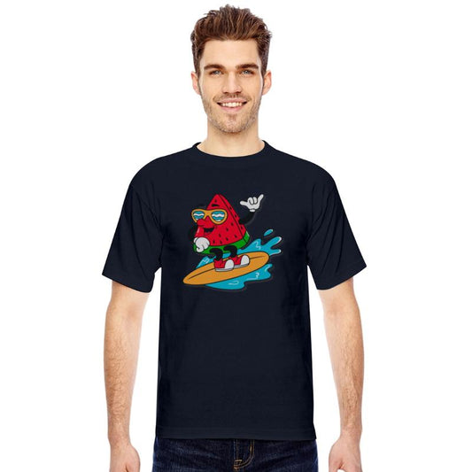 Cute Retro Surfing Watermelon Cartoon Character
