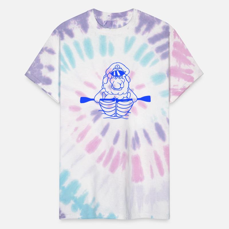 Cute Sheep Old Captain Paddles Rowing Boat Cartoon