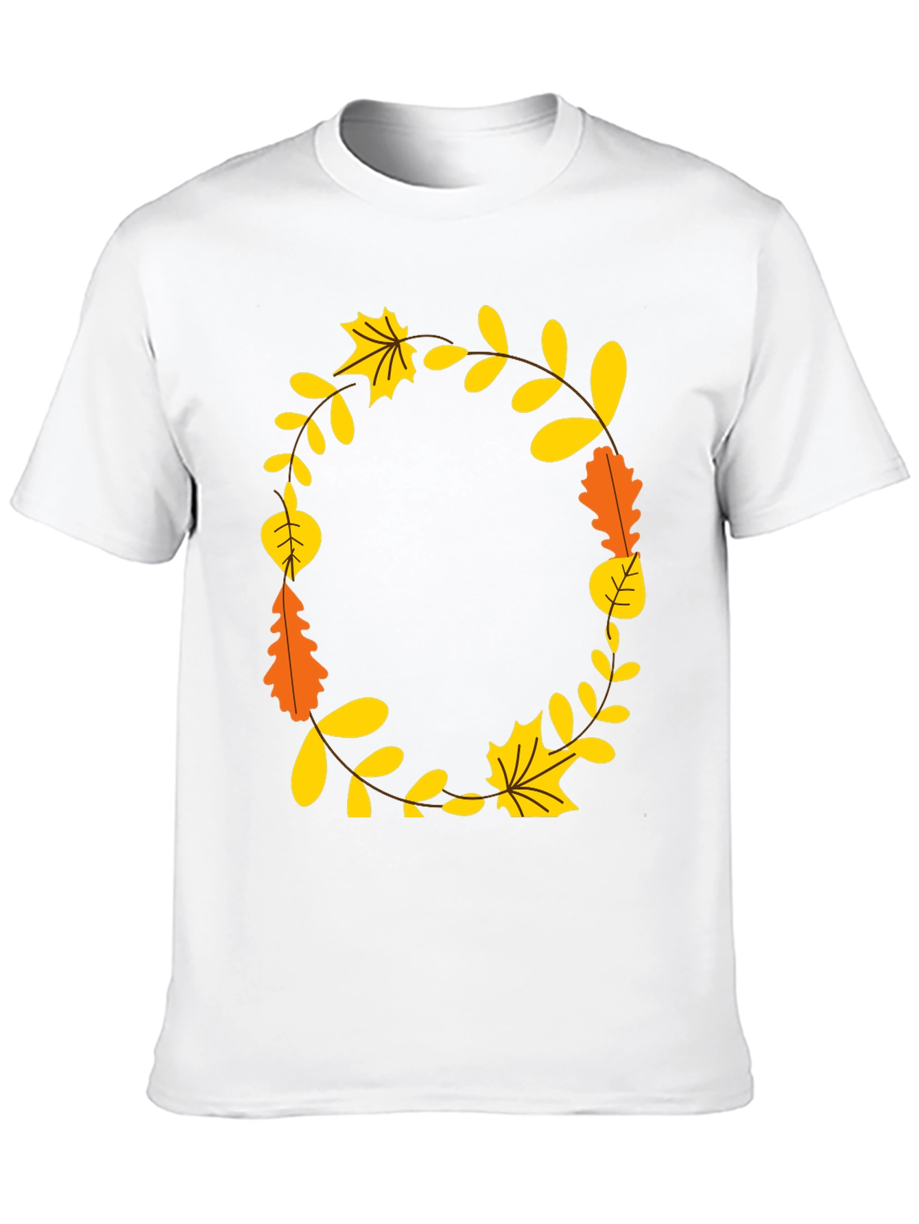 Fall Leaves Wreath Graphic Tee - Unisex Black T-Shirt