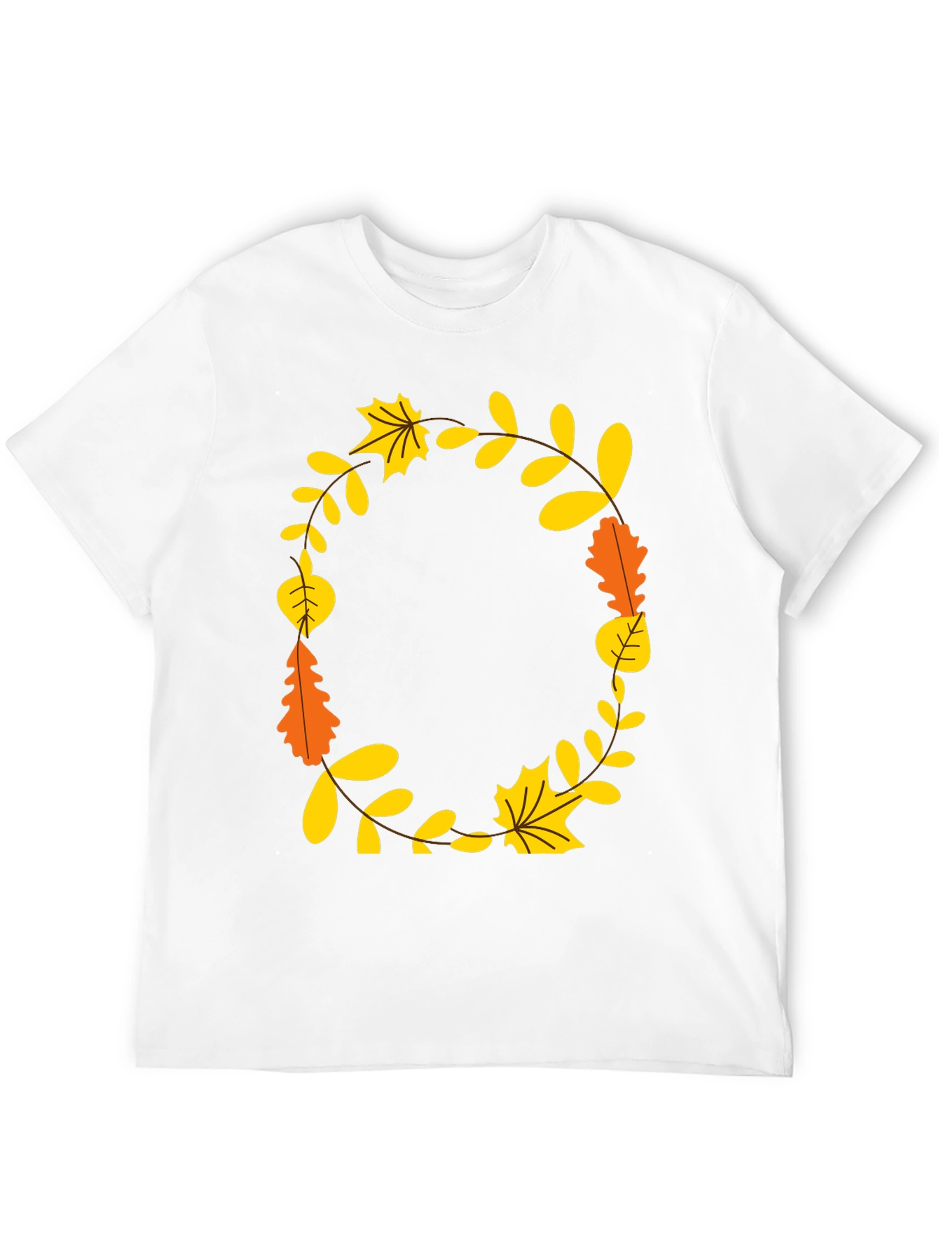 Fall Leaves Wreath Graphic Tee - Unisex Black T-Shirt