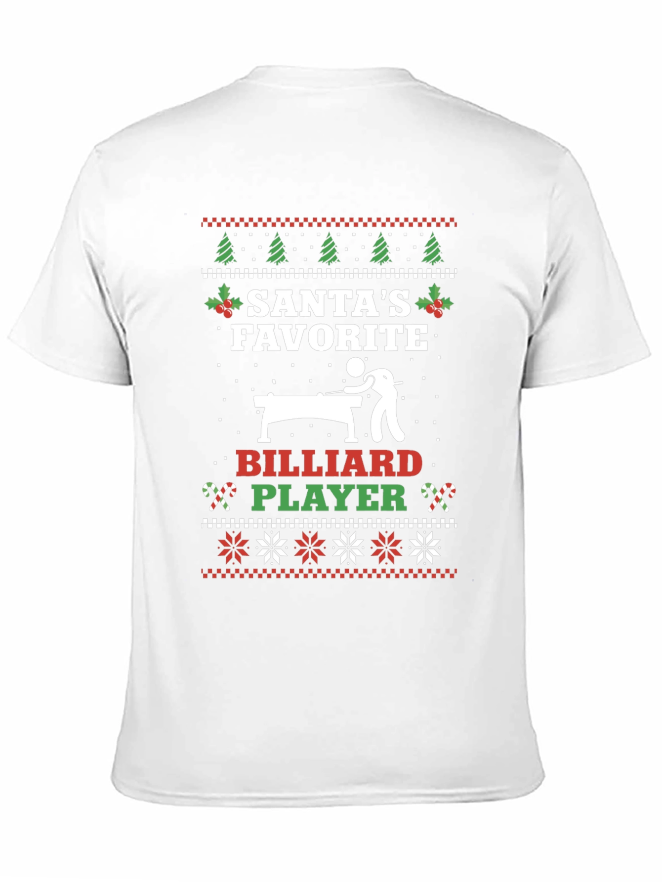 Santas Favorite Billiard Player Ugly Christmas T-Shirt