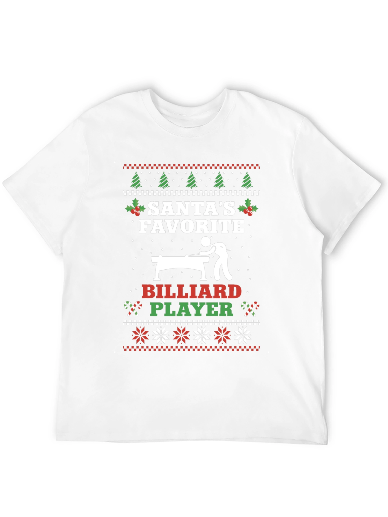 Santas Favorite Billiard Player Ugly Christmas T-Shirt