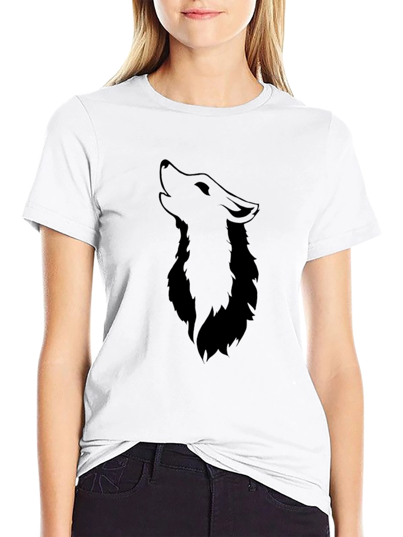 Mens Black Wolf Graphic Print T-Shirt