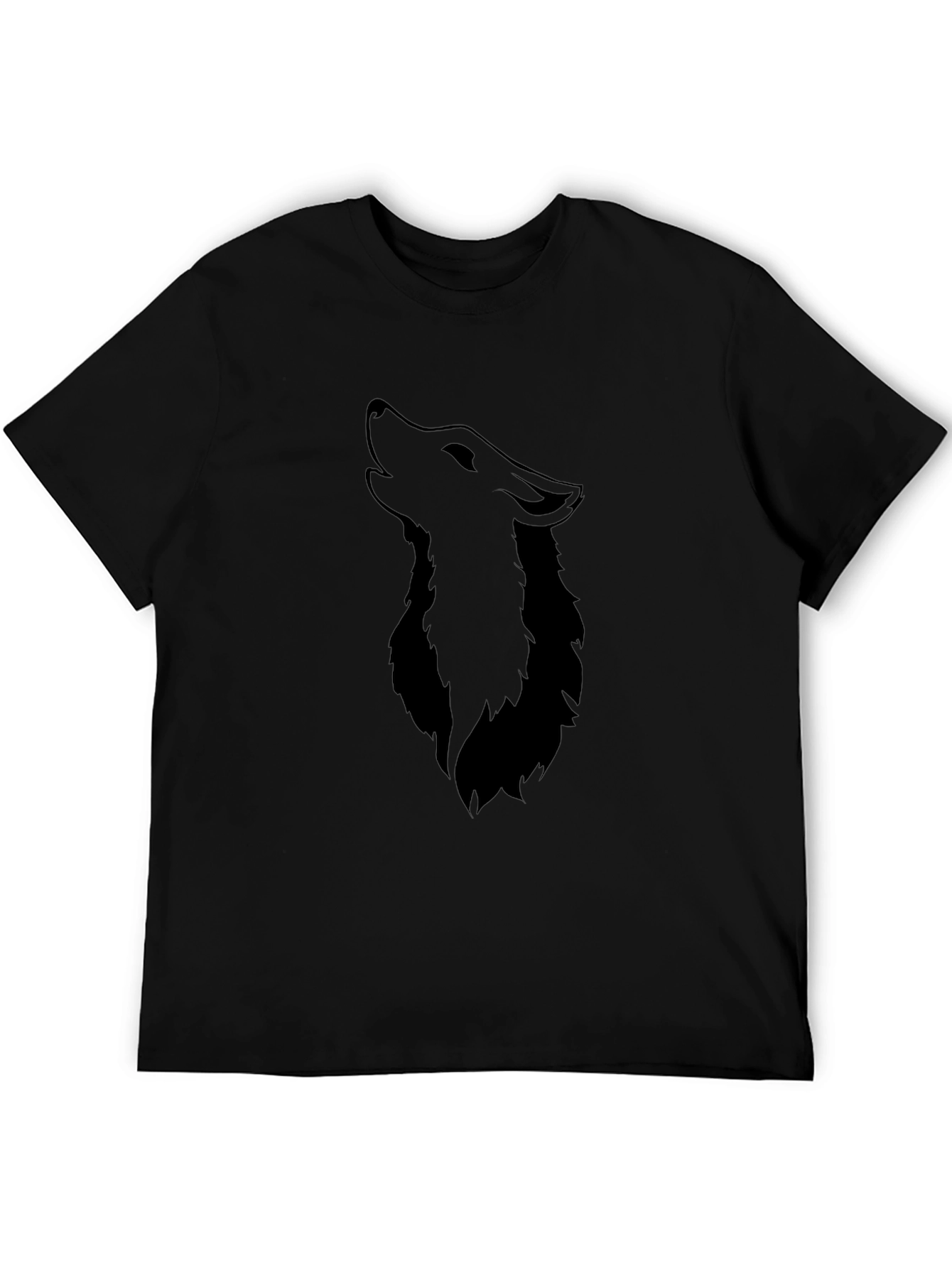 Mens Black Wolf Graphic Print T-Shirt