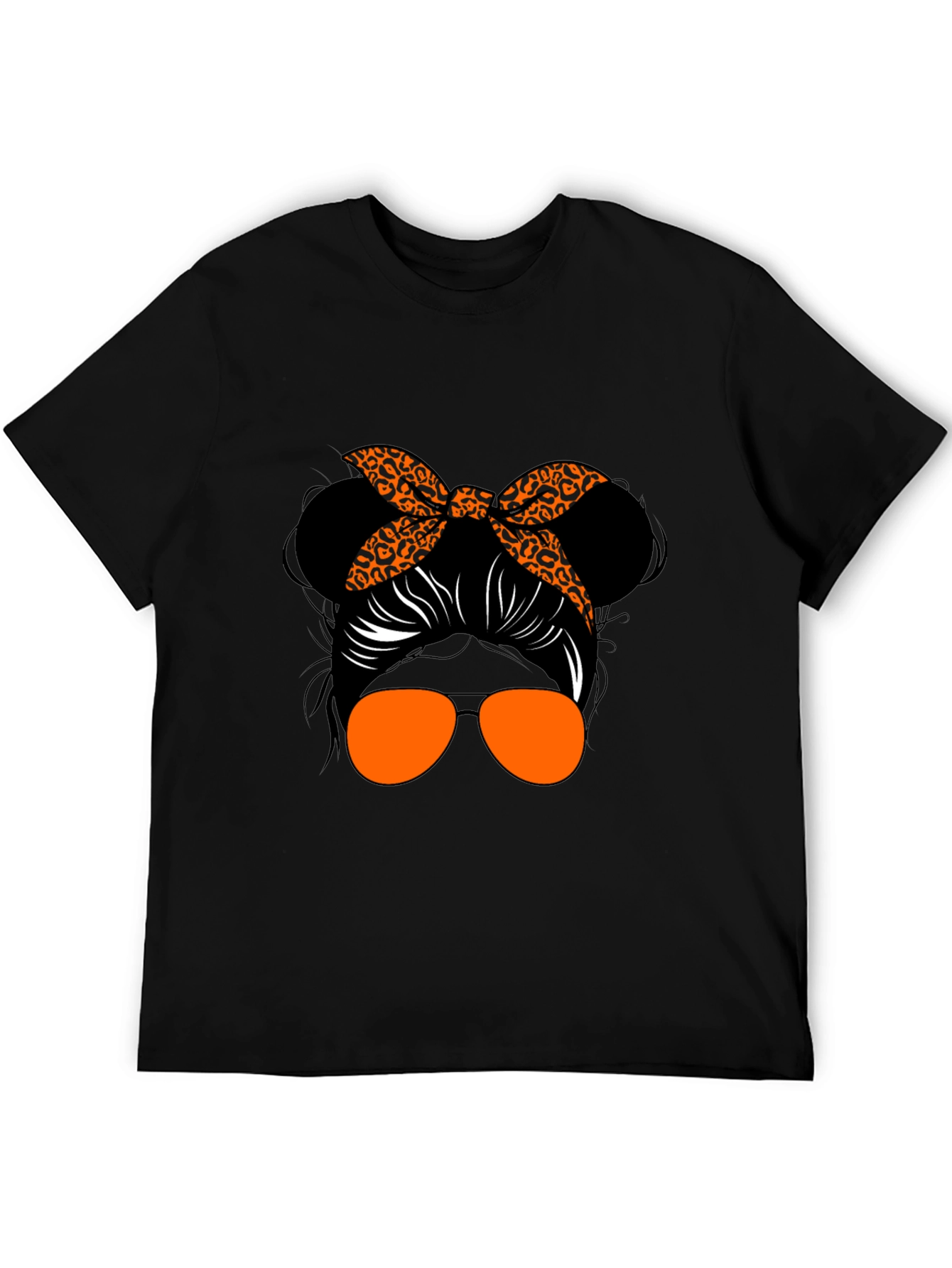 Messy Bun Leopard Print T-Shirt