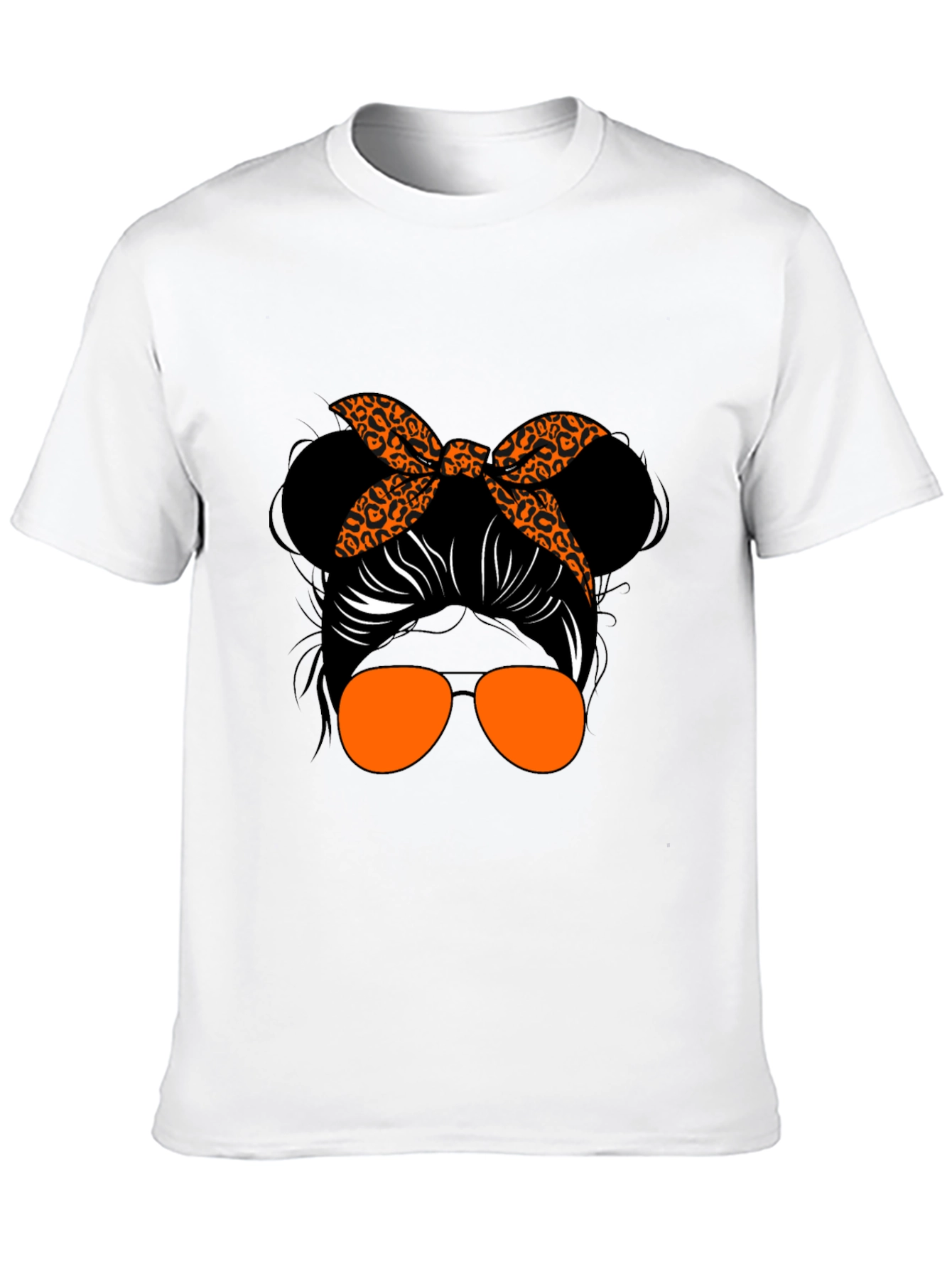 Messy Bun Leopard Print T-Shirt