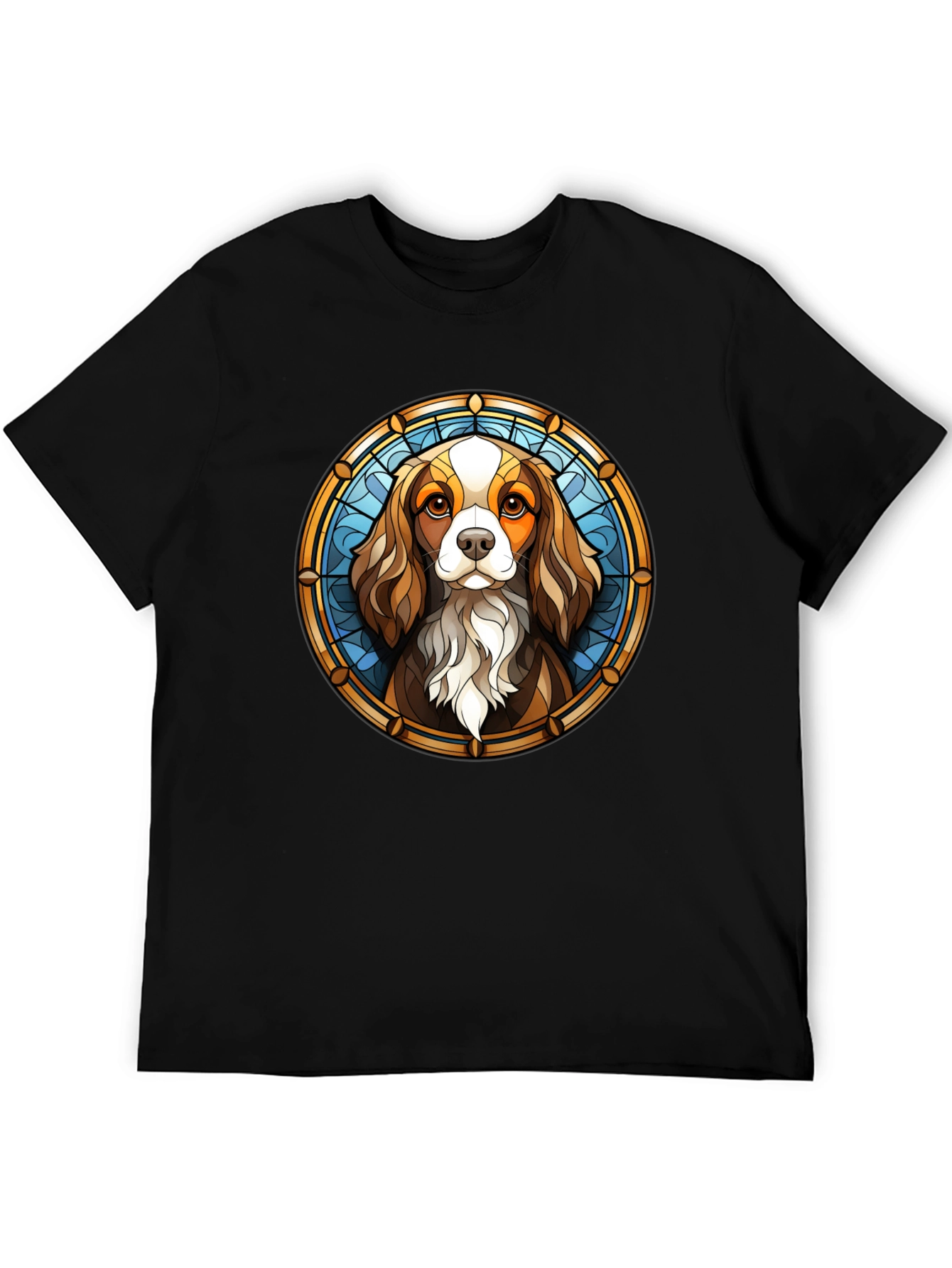 Stained Glass Cavalier T-Shirt – Artistic Dog Lover Graphic Tee