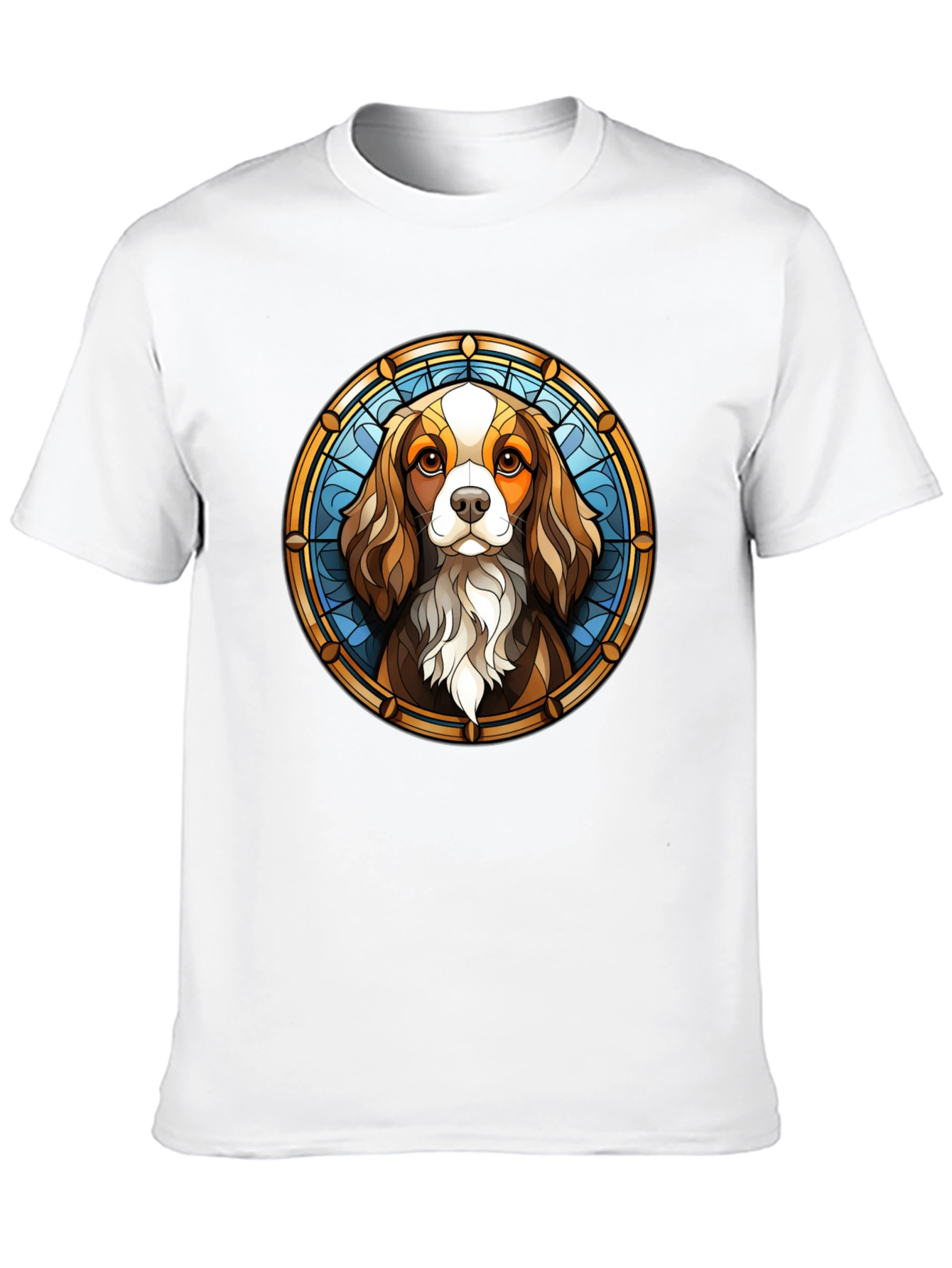 Stained Glass Cavalier T-Shirt – Artistic Dog Lover Graphic Tee