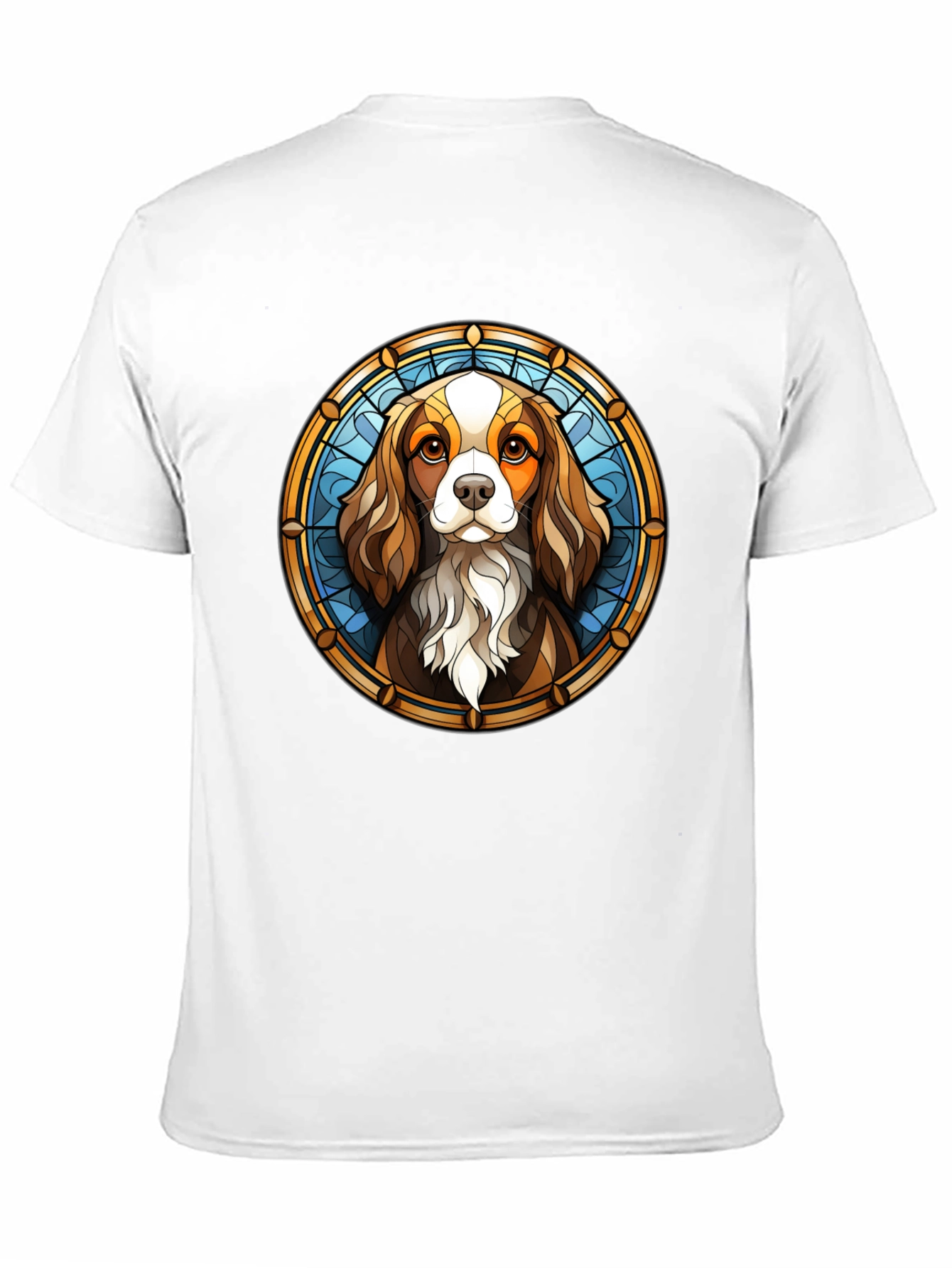 Stained Glass Cavalier T-Shirt – Artistic Dog Lover Graphic Tee