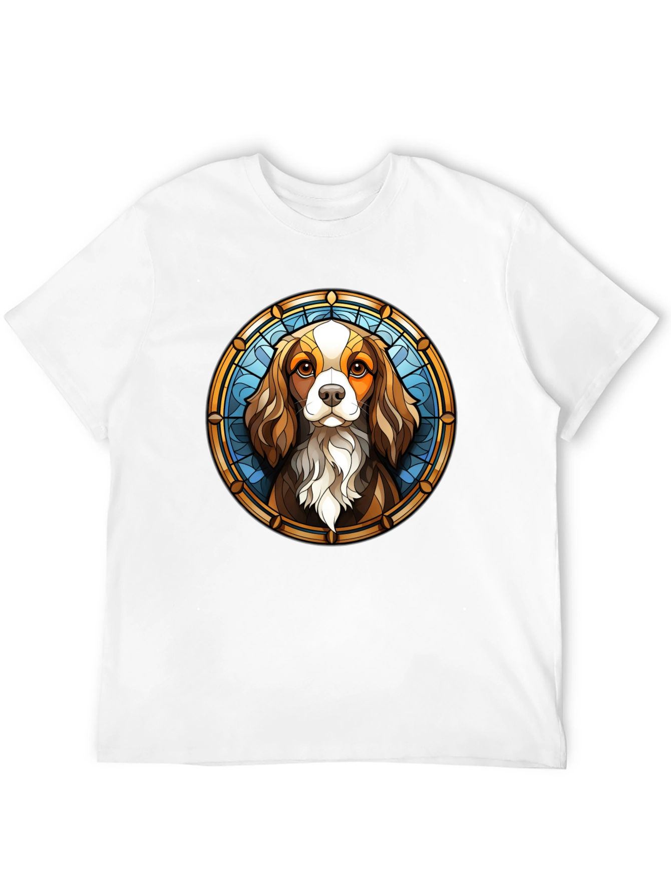 Stained Glass Cavalier T-Shirt – Artistic Dog Lover Graphic Tee