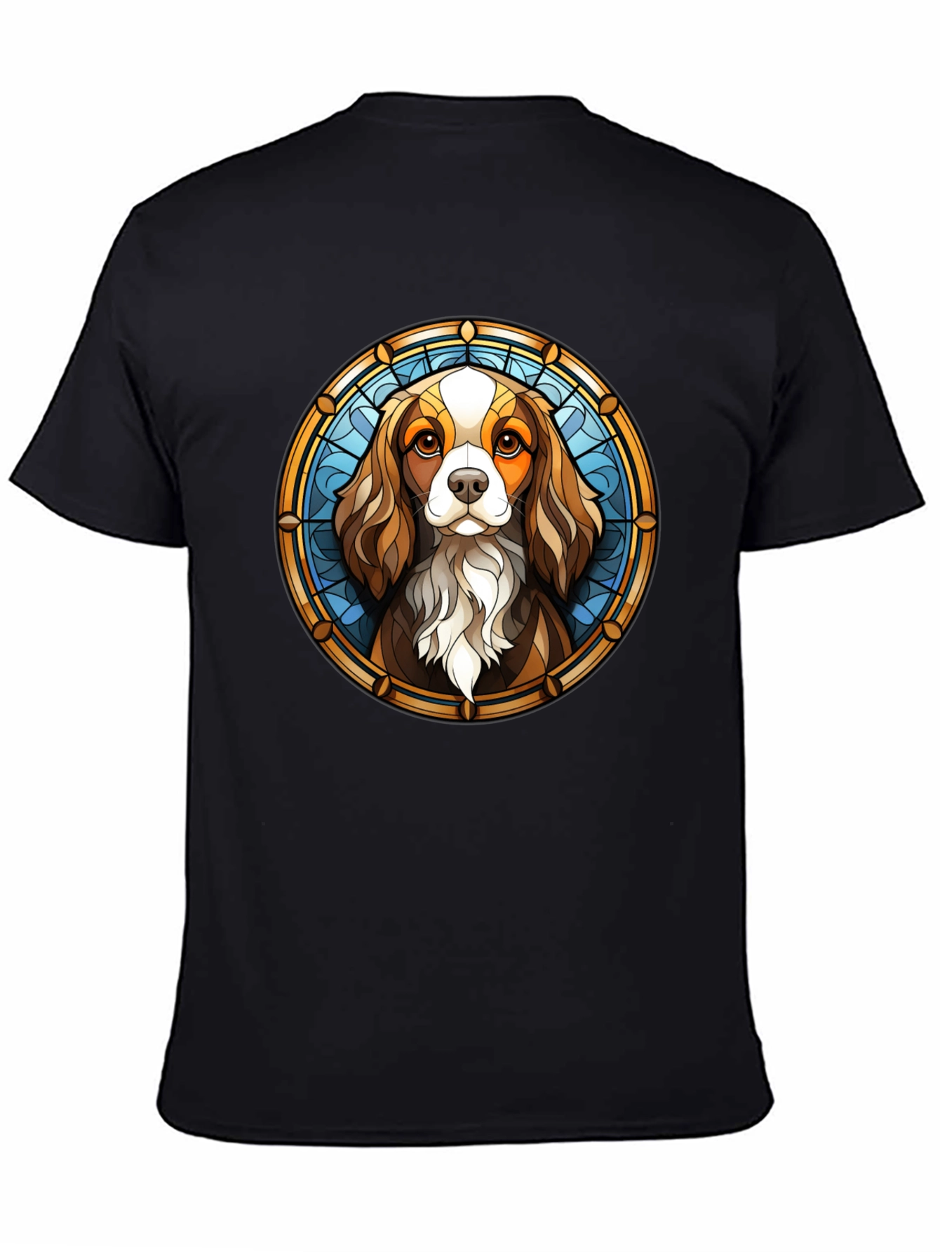 Stained Glass Cavalier T-Shirt – Artistic Dog Lover Graphic Tee