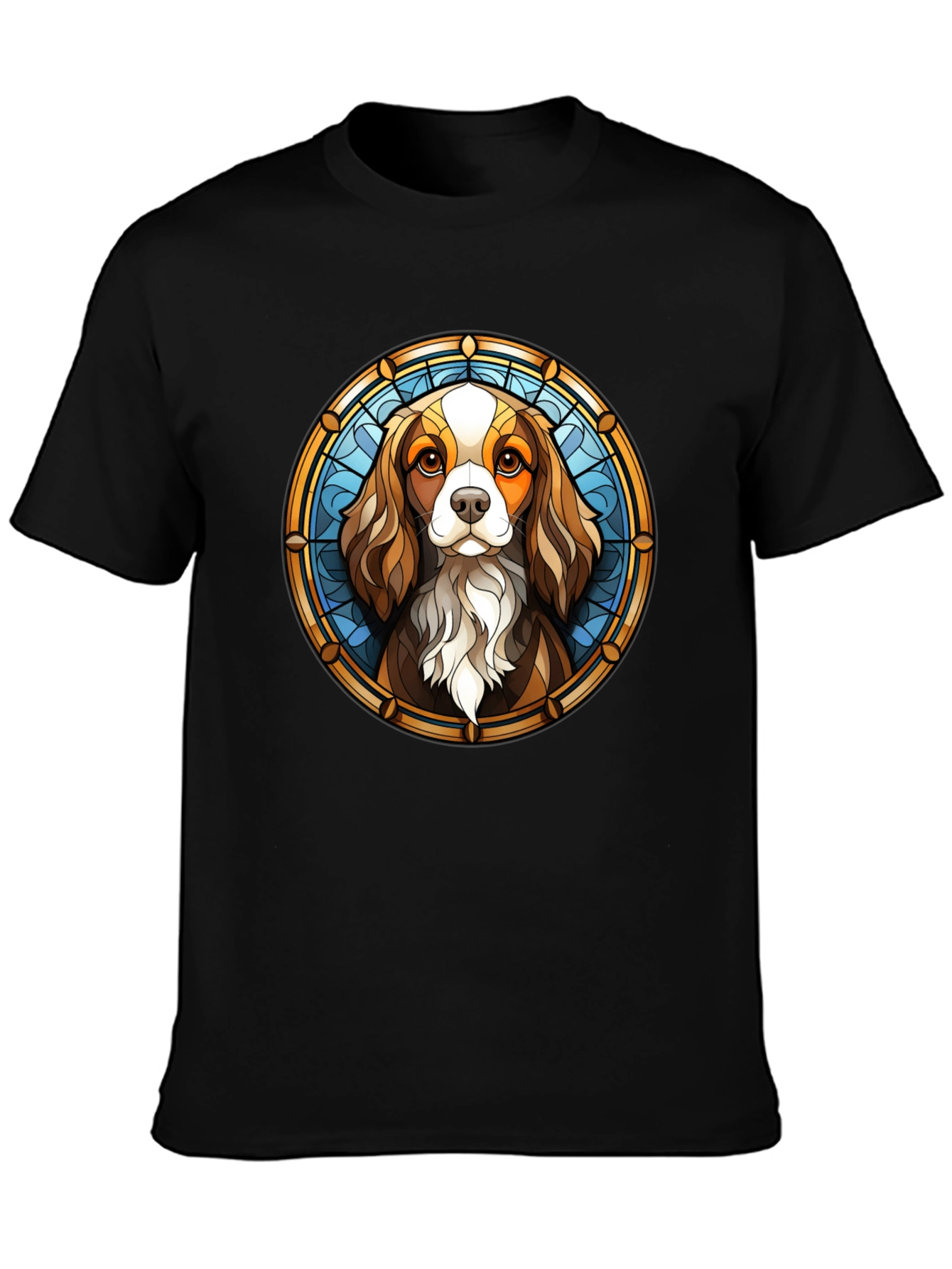 Stained Glass Cavalier T-Shirt – Artistic Dog Lover Graphic Tee