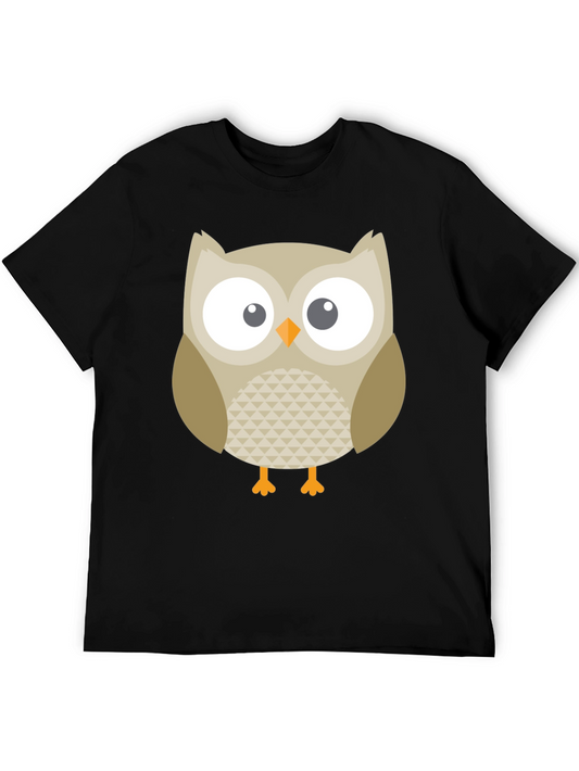 Owl Graphic Print Black T-Shirt