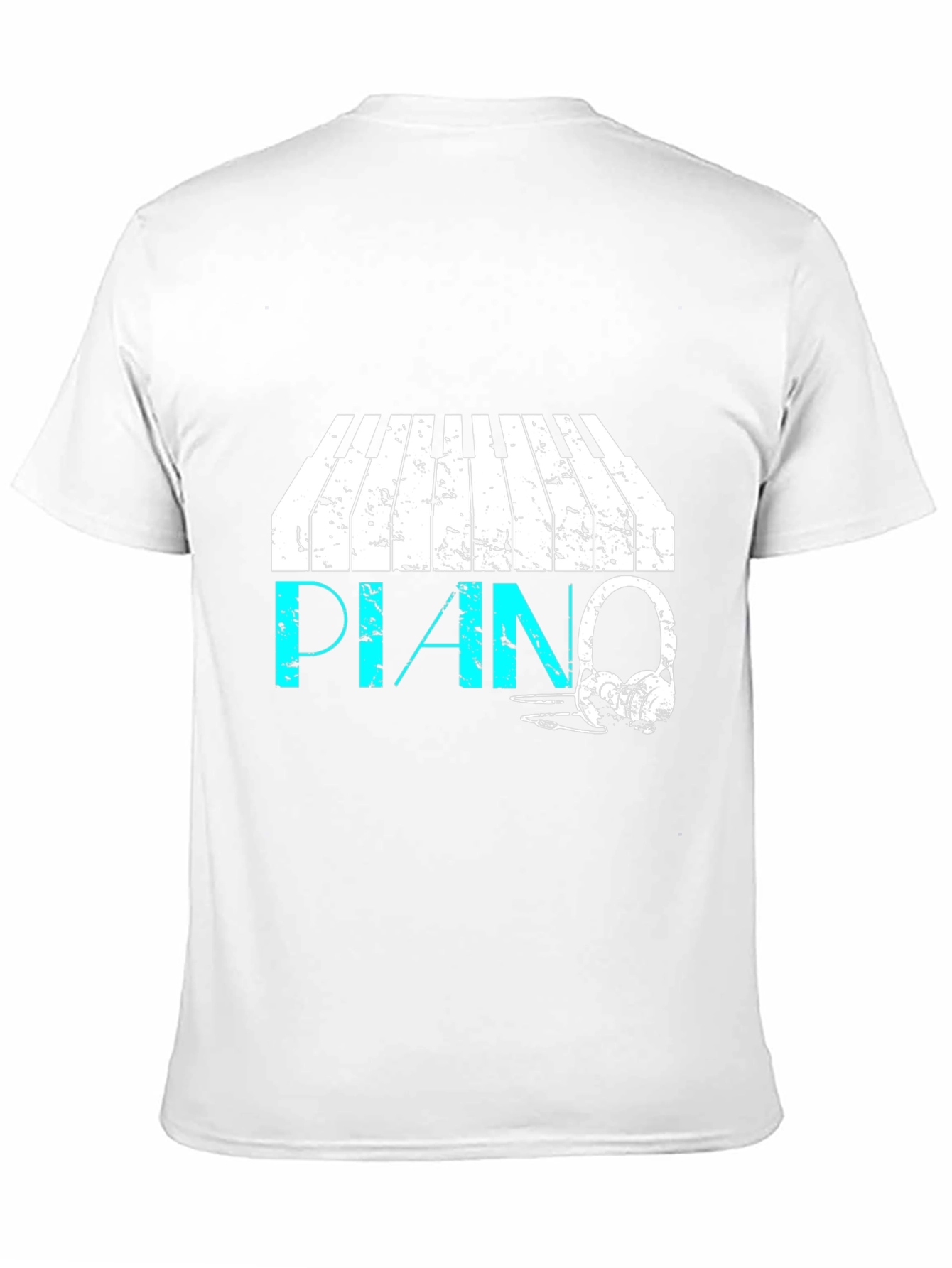 Piano & Headphone Graphic Black T-Shirt