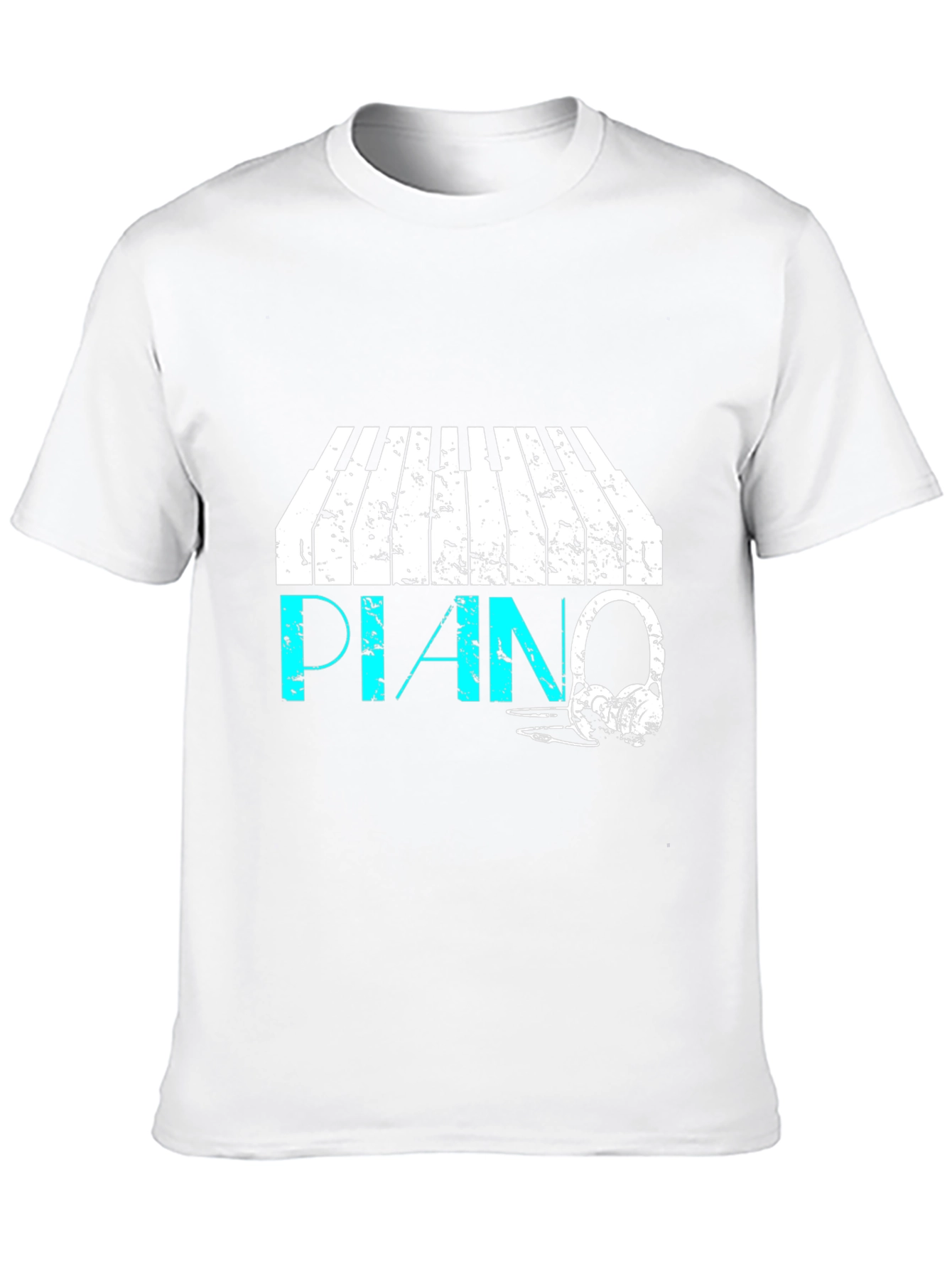 Piano & Headphone Graphic Black T-Shirt