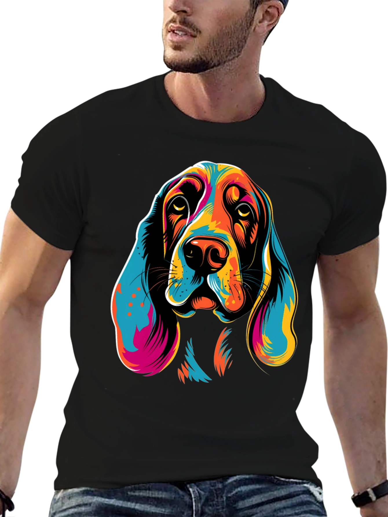 Colorful Dog Head T-Shirt – Artistic Dog Lover Graphic Tee