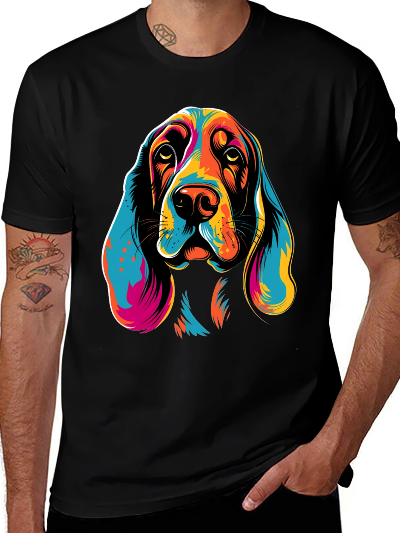 Colorful Dog Head T-Shirt – Artistic Dog Lover Graphic Tee