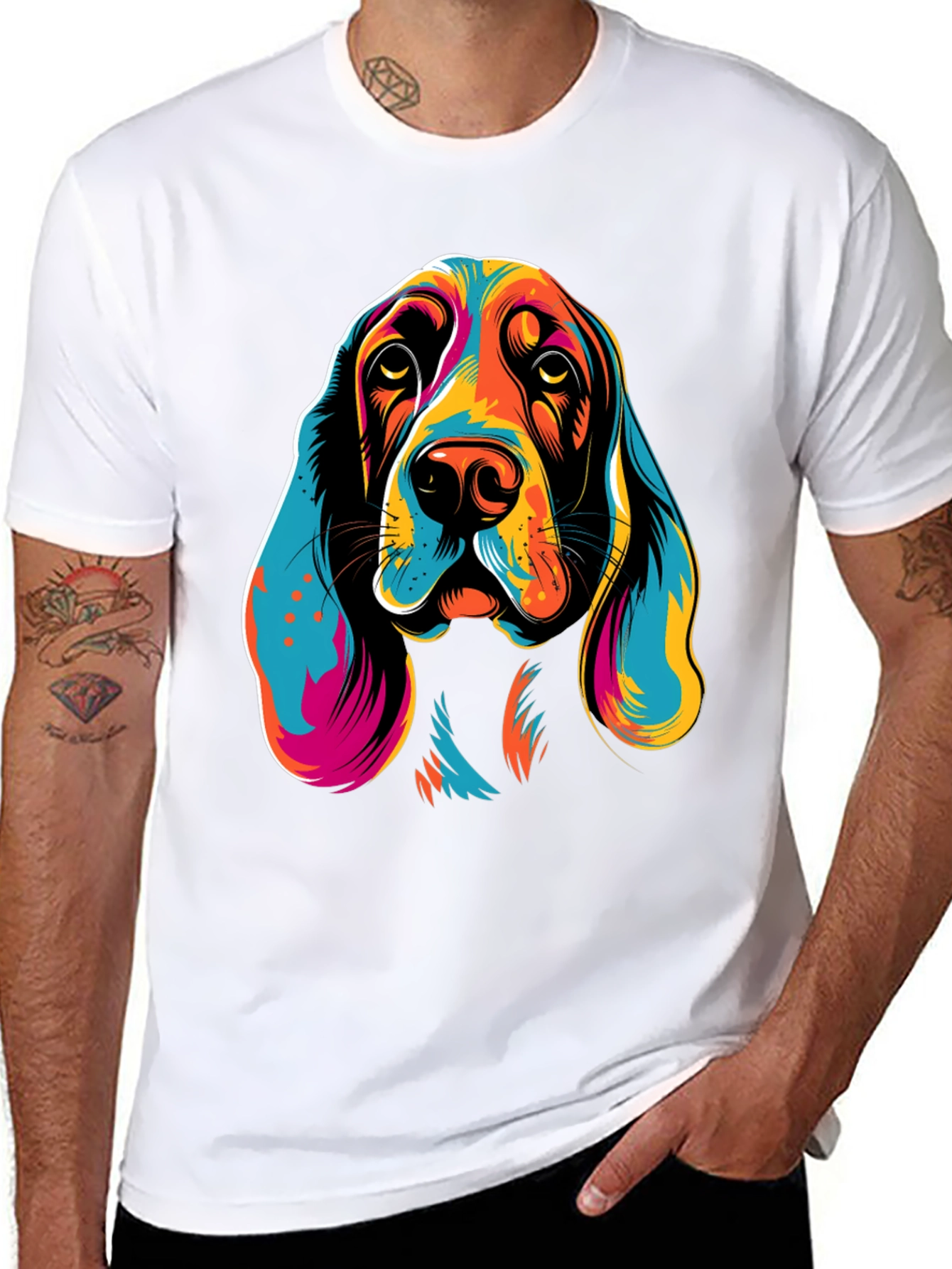 Colorful Dog Head T-Shirt – Artistic Dog Lover Graphic Tee
