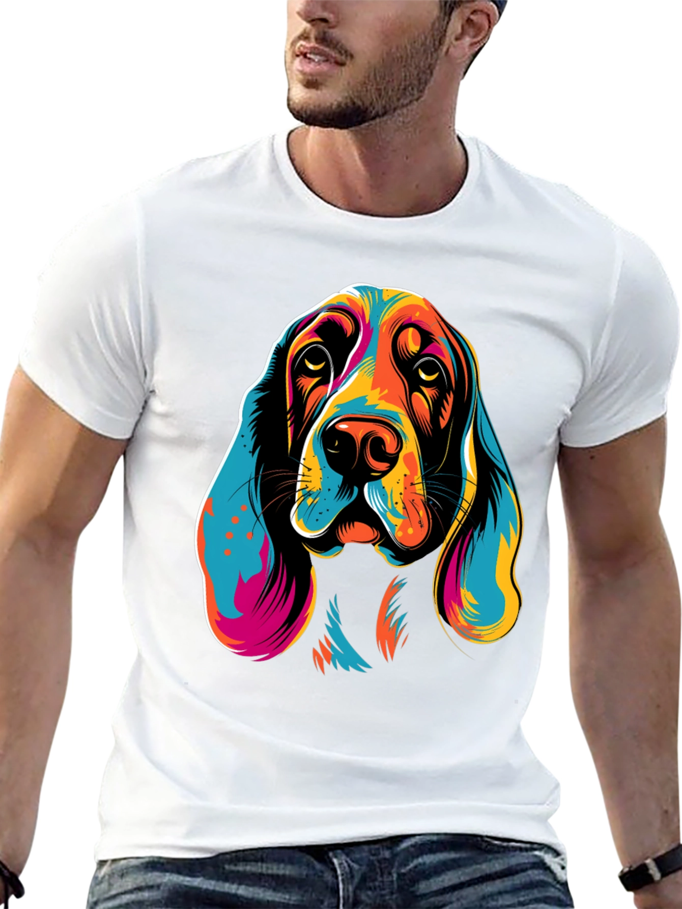 Colorful Dog Head T-Shirt – Artistic Dog Lover Graphic Tee