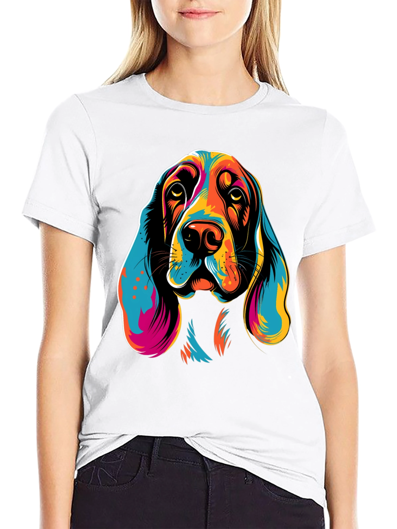 Colorful Dog Head T-Shirt – Artistic Dog Lover Graphic Tee