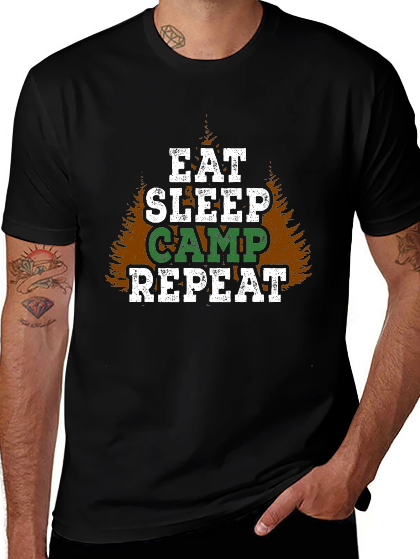 Eat Sleep Camp Repeat Graphic T-Shirt