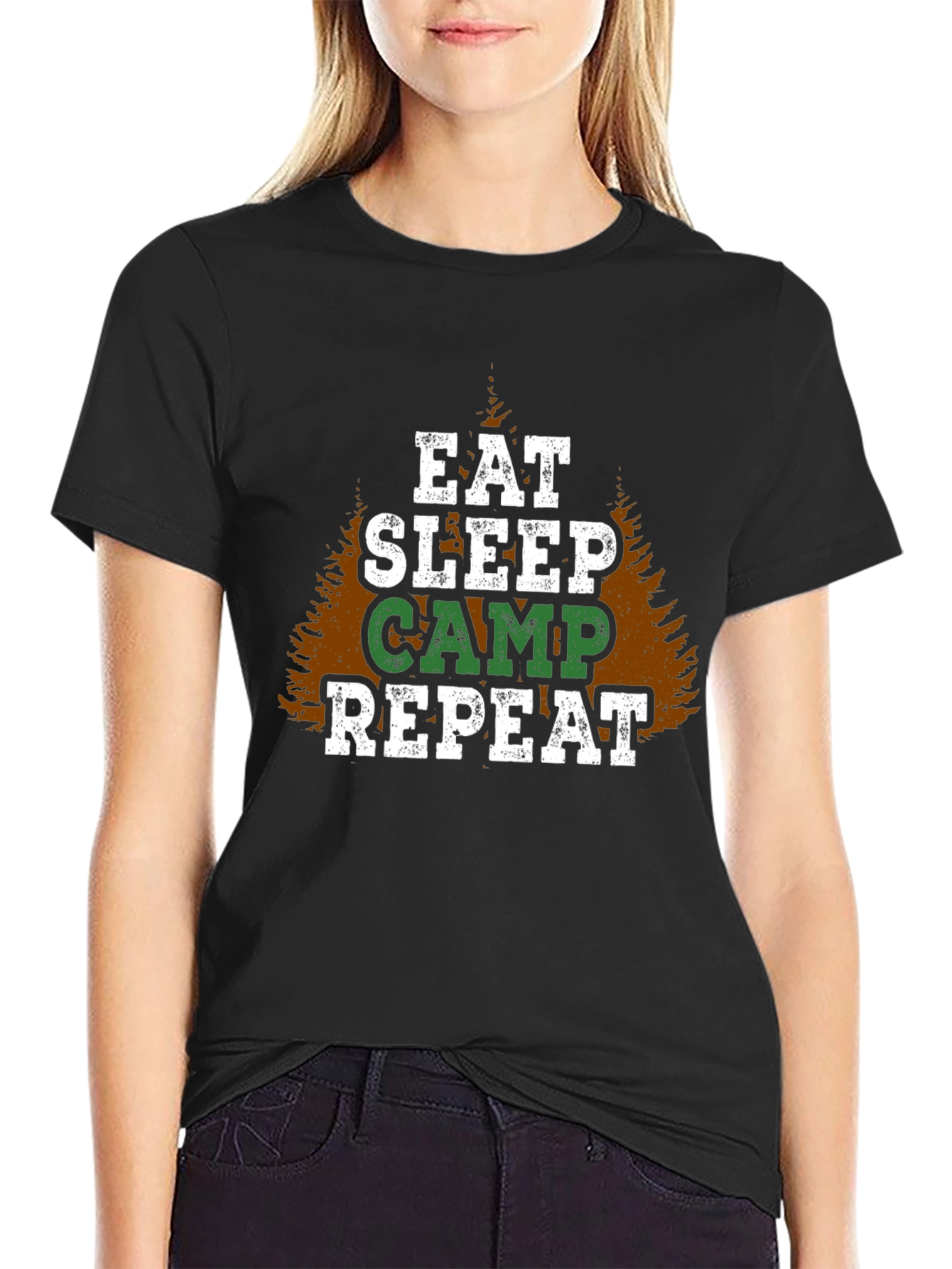 Eat Sleep Camp Repeat Graphic T-Shirt