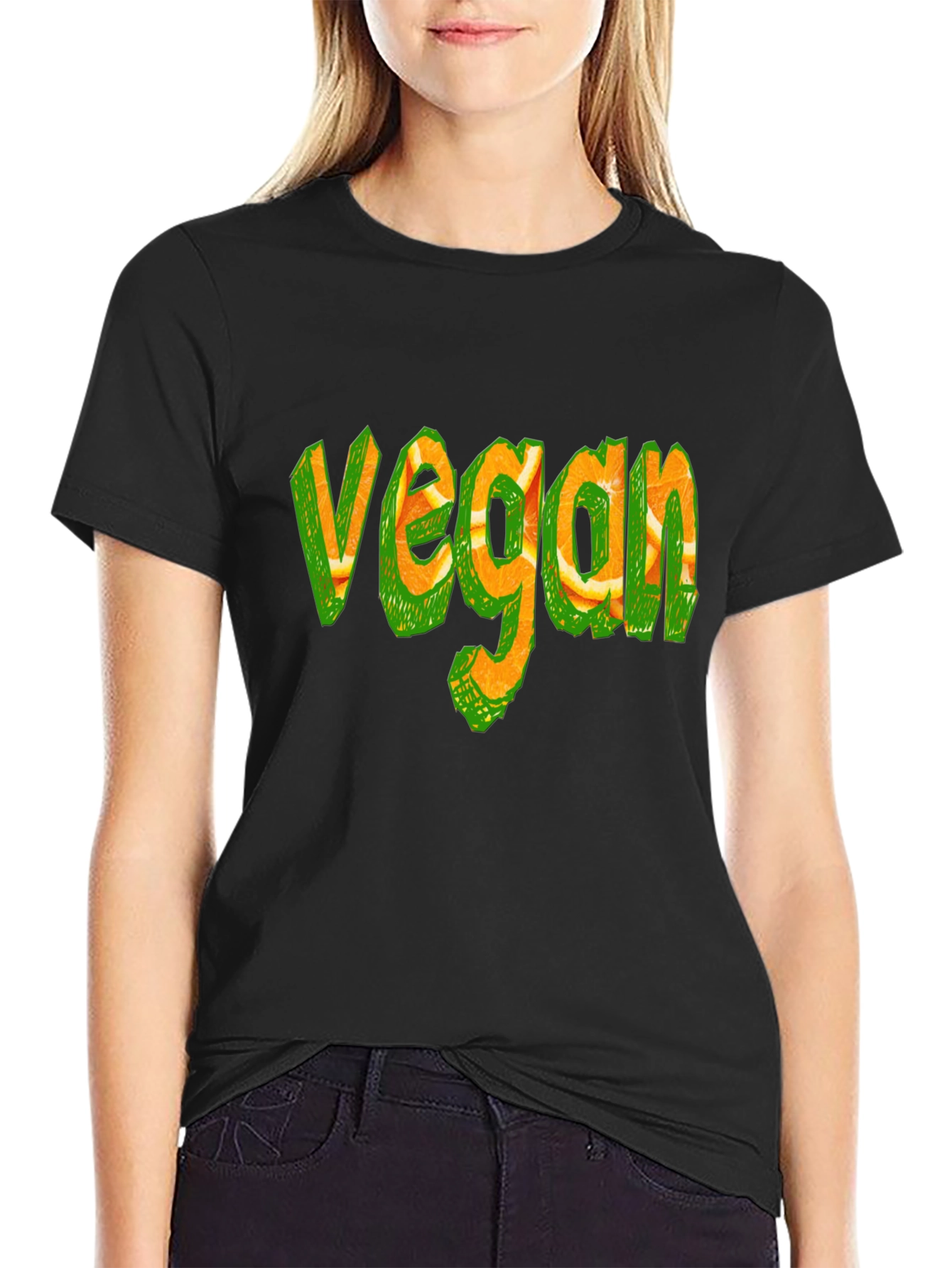 Vegan Graphic Tee - Orange Slice Design