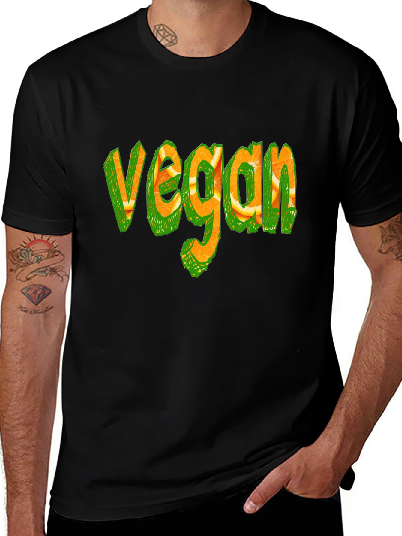 Vegan Graphic Tee - Orange Slice Design
