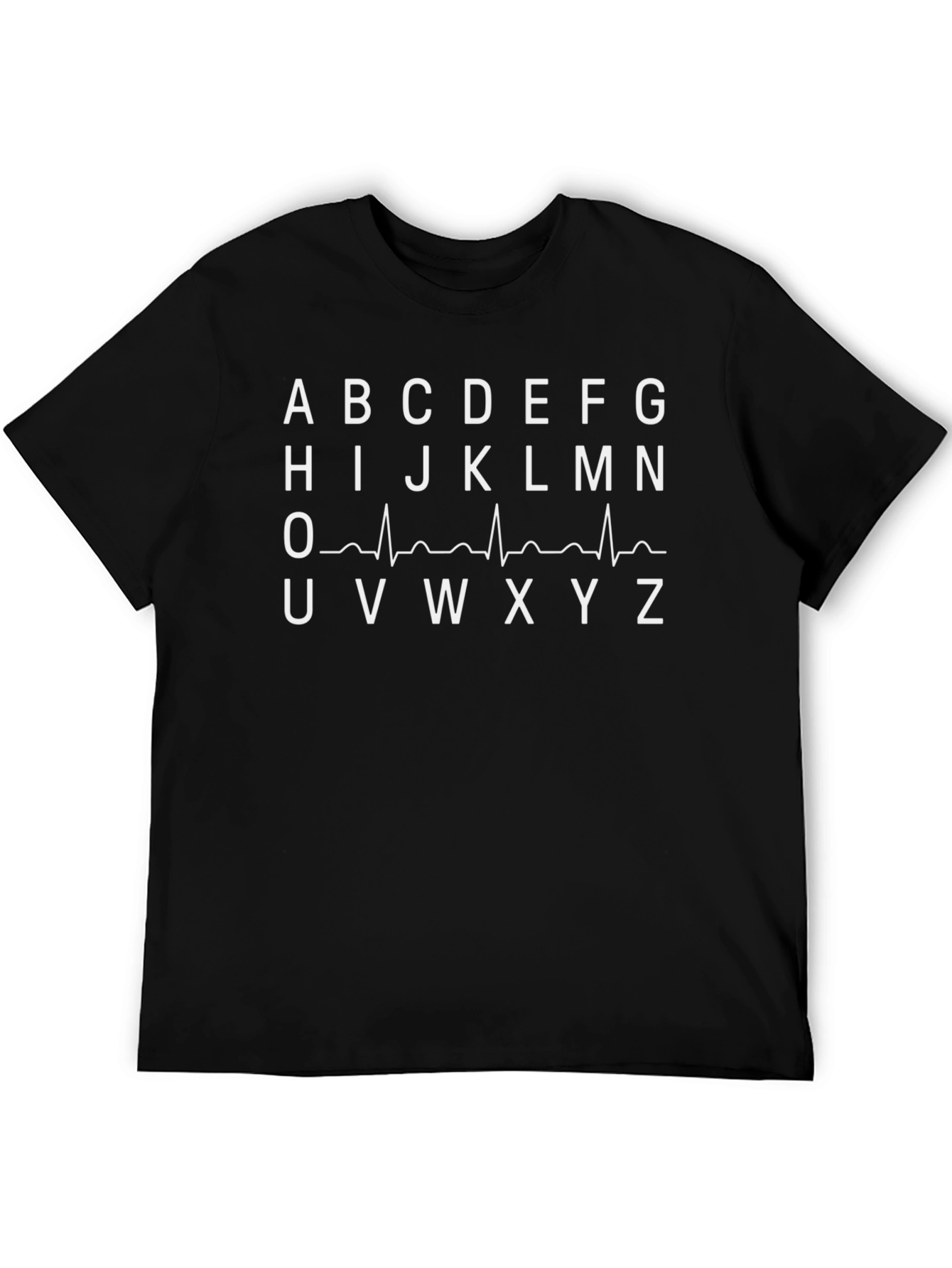 EKG Alphabet Mens Black T-Shirt - Novelty Tee