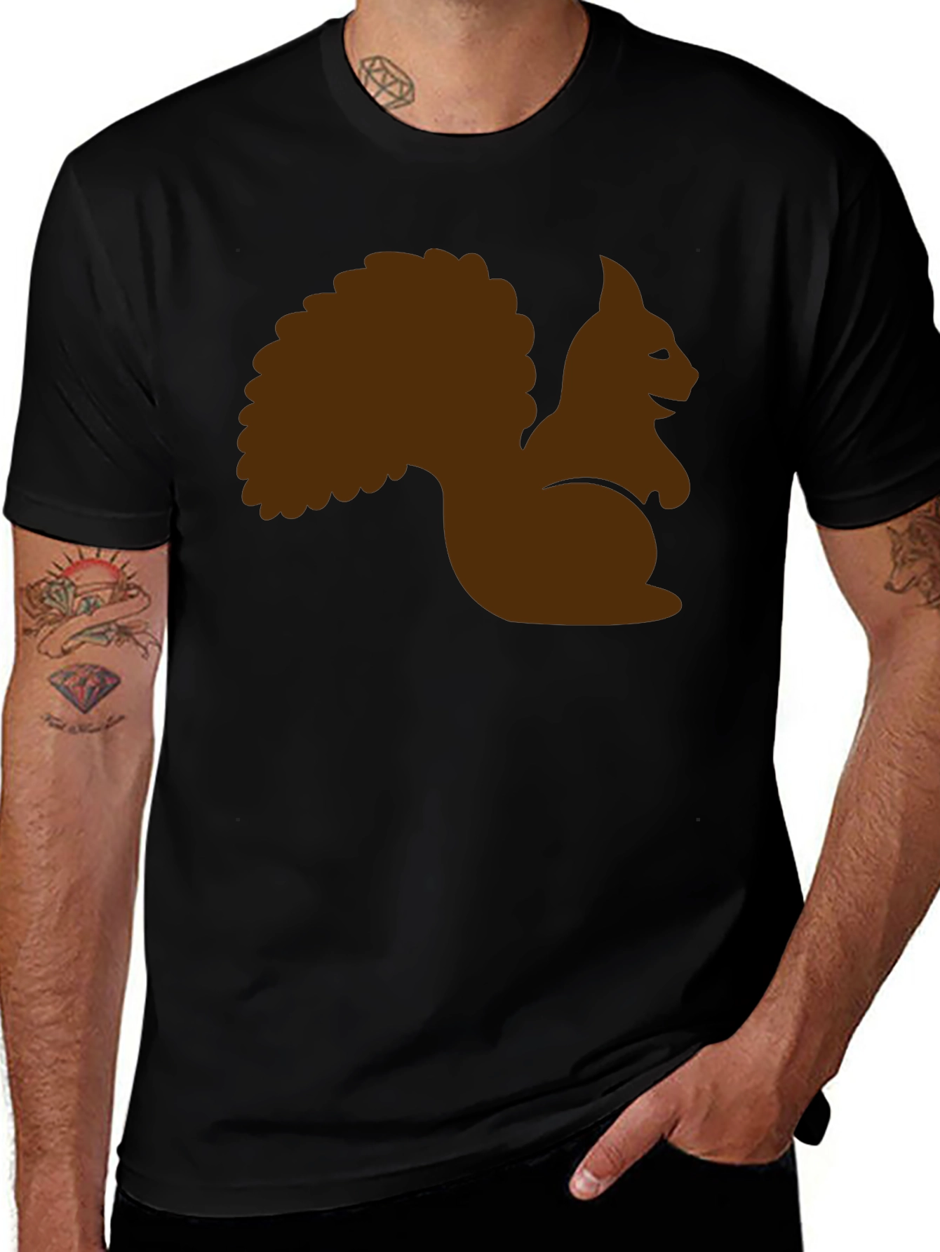 Squirrel Graphic Tee - Black Cotton T-Shirt
